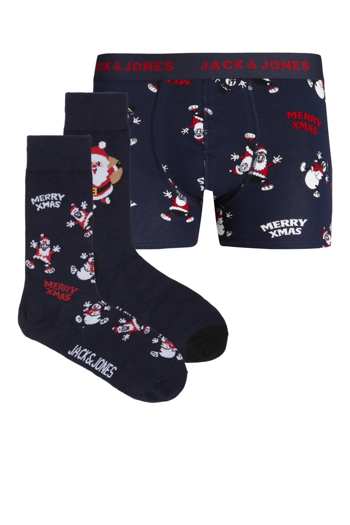 Jack & Jones Christmas Lacivert Erkek Yılbaşı Boxer Çorap Seti - 12246132 · 12