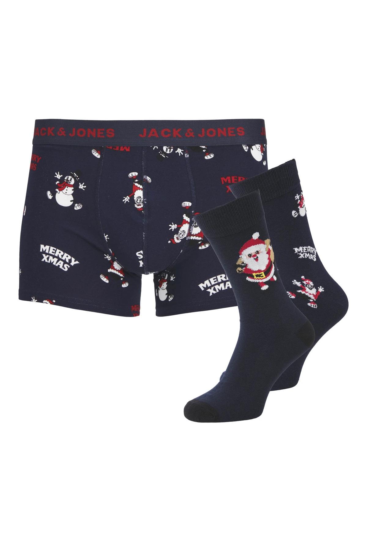 Jack & Jones Christmas Lacivert Erkek Yılbaşı Boxer Çorap Seti - 12246132 · 2