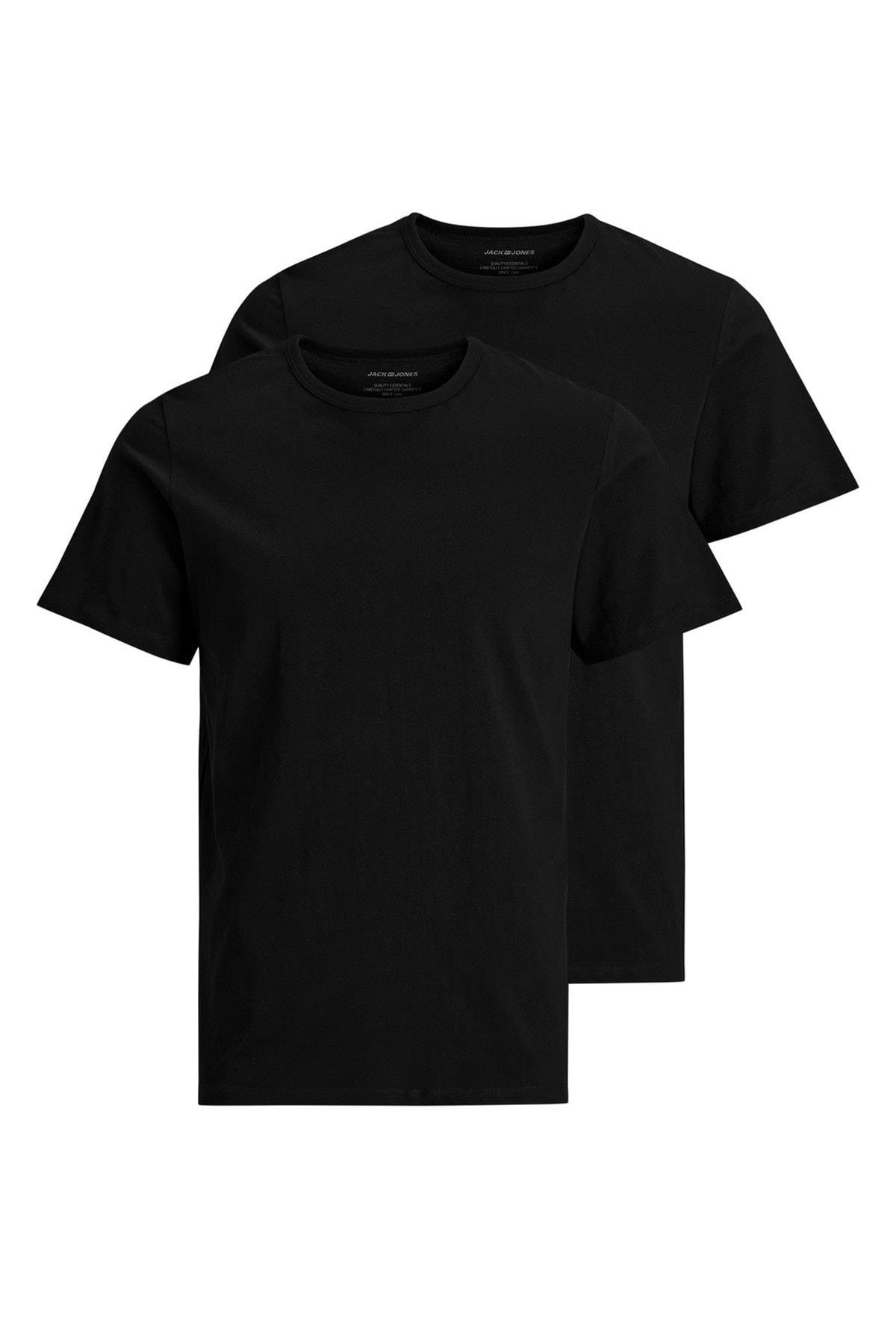 Jack & Jones Erkek 2li Paket Bisiklet Yaka Siyah Tshirt - 12133913 - Jack & Jones - 12133913