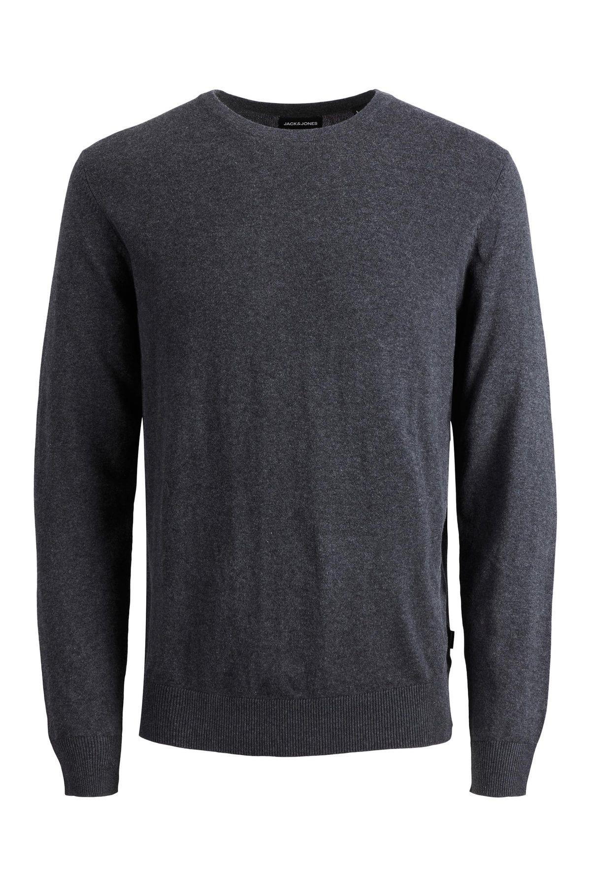 Jack & Jones Erkek Baharlık Bisiklet Yaka Gri Kazak - 12208364 - Jack & Jones - 12208364-G