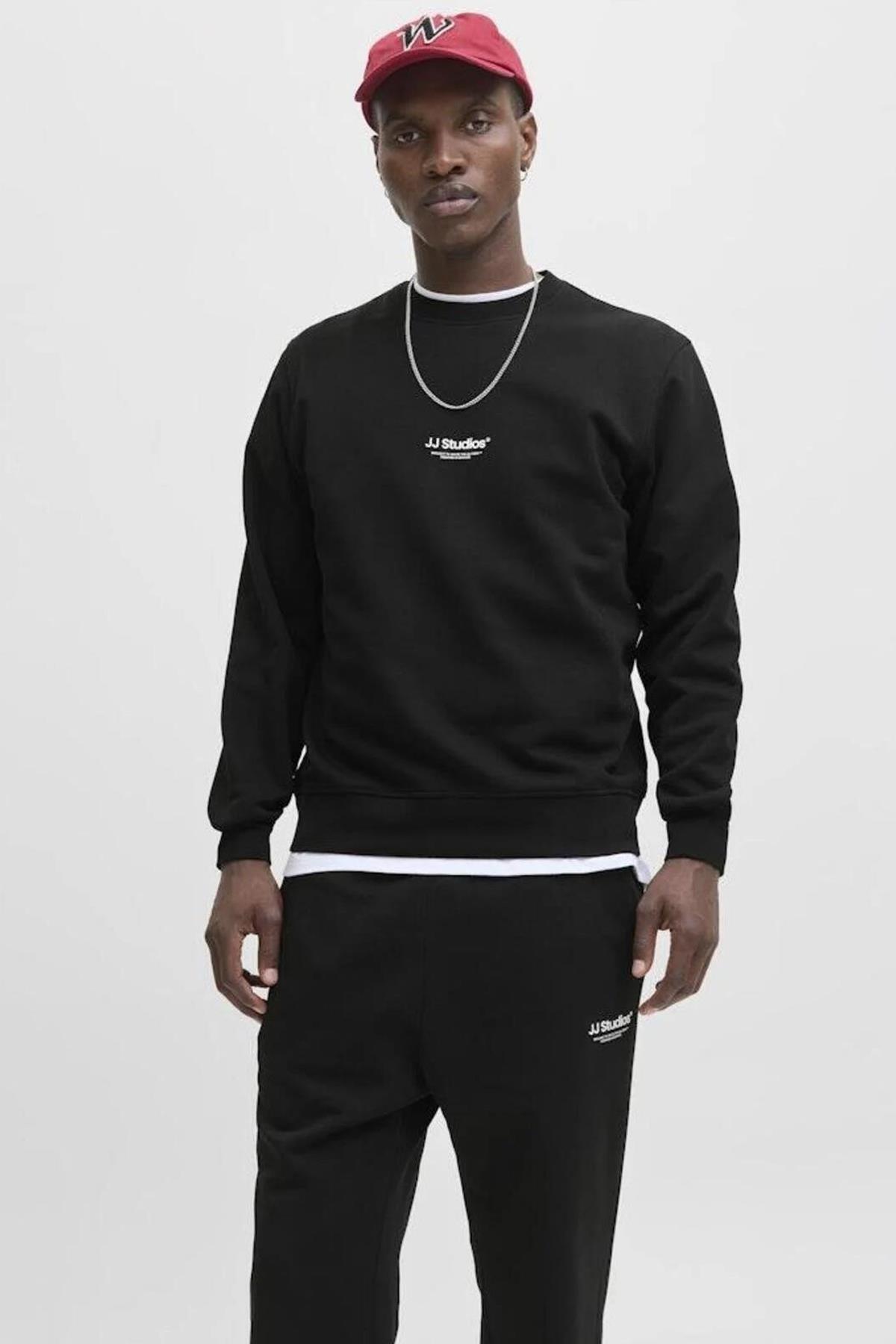 Jack & Jones Erkek Basic Sweat Crew Neck Bisiklet Yaka Siyah Sweatshirt-12278791 - Jack & Jones - 12278791
