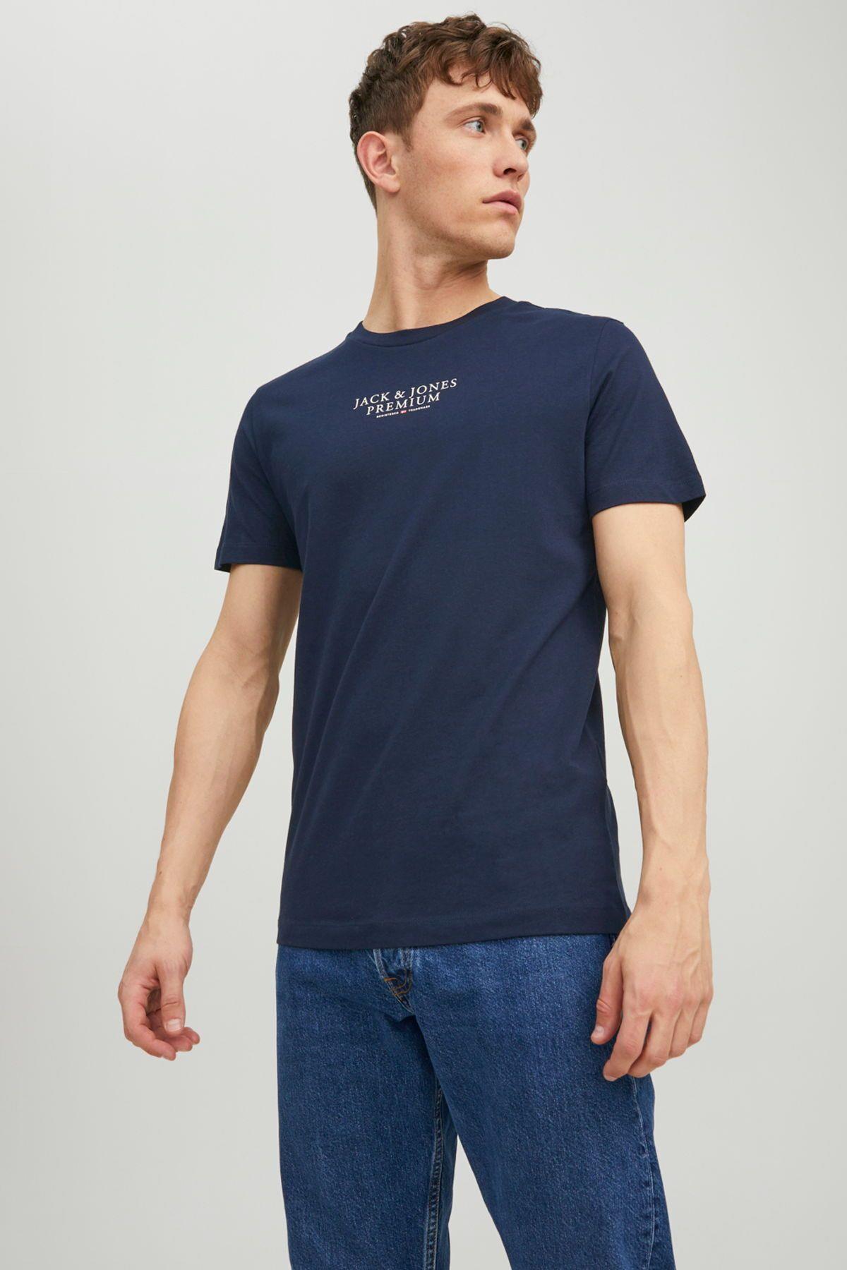Jack & Jones Erkek Bisiklet Yaka Logo Baskılı T-shirt - 12217167 - Jack & Jones - 12217167