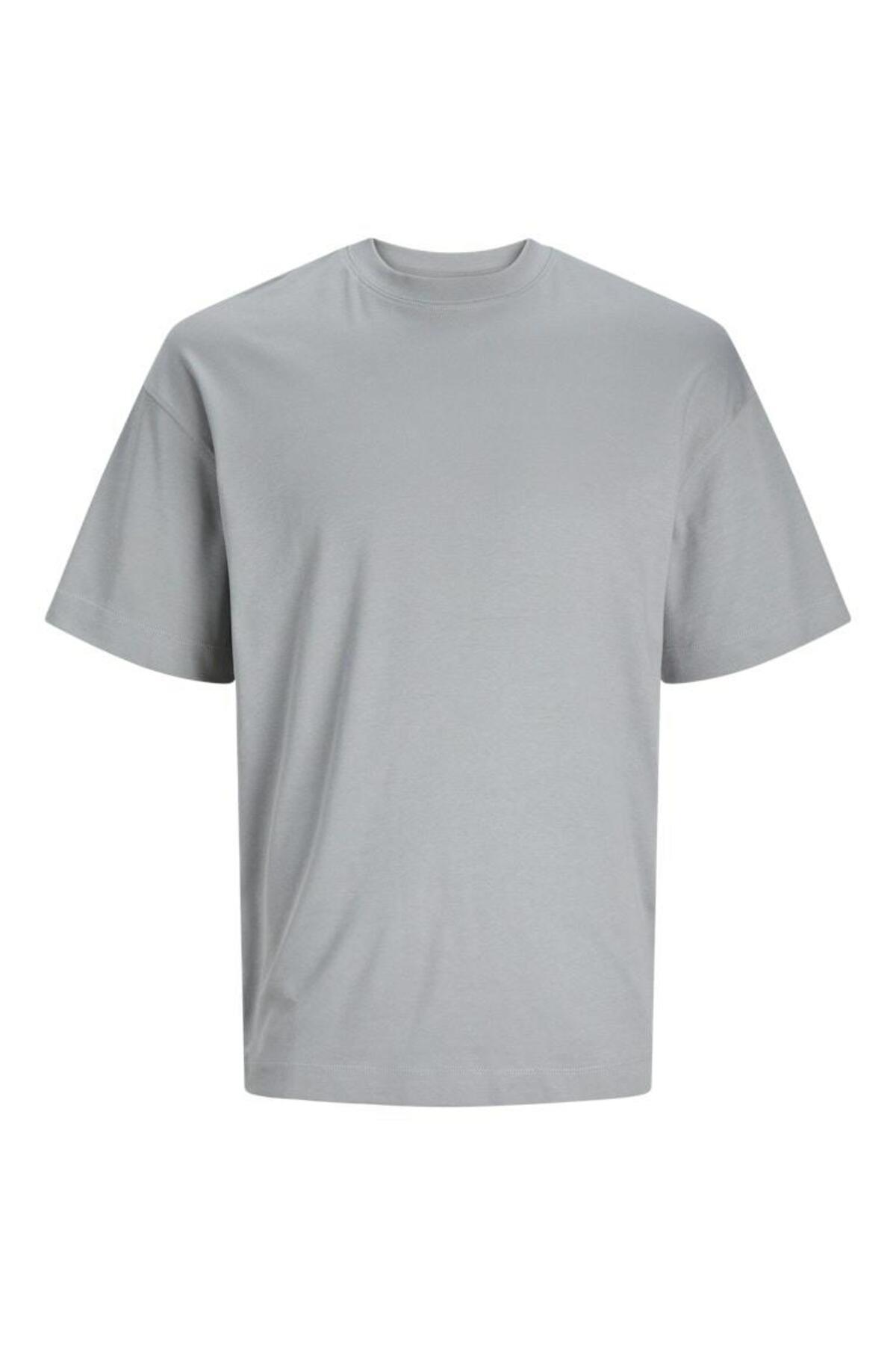 Jack & Jones Erkek Bisiklet Yaka Loose Fit Gri T-Shirt - 12254412 - Jack & Jones - 12254412-1