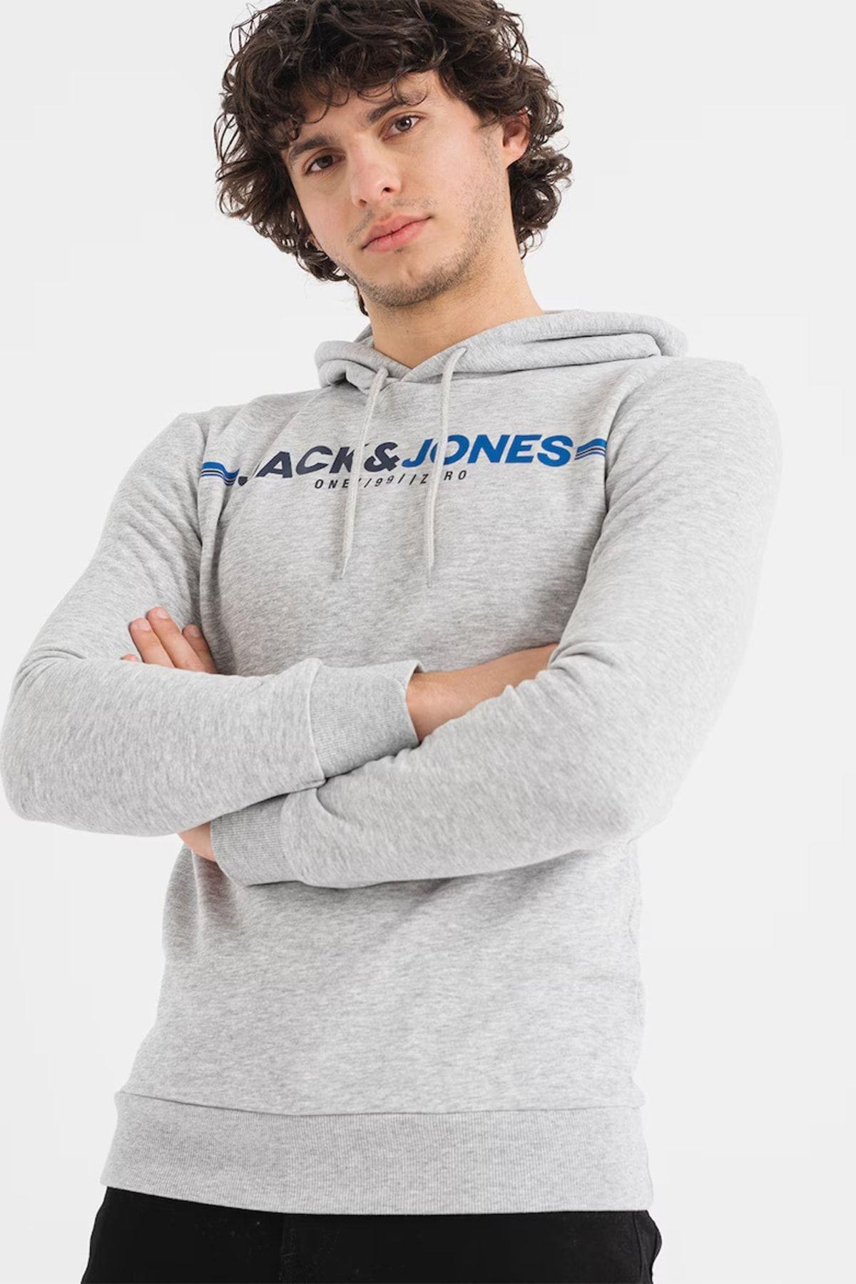 Jack & Jones Erkek Fit Kapüşonlu Sweatshirt Frederik - 12219814-02 - Jack & Jones - 12219814