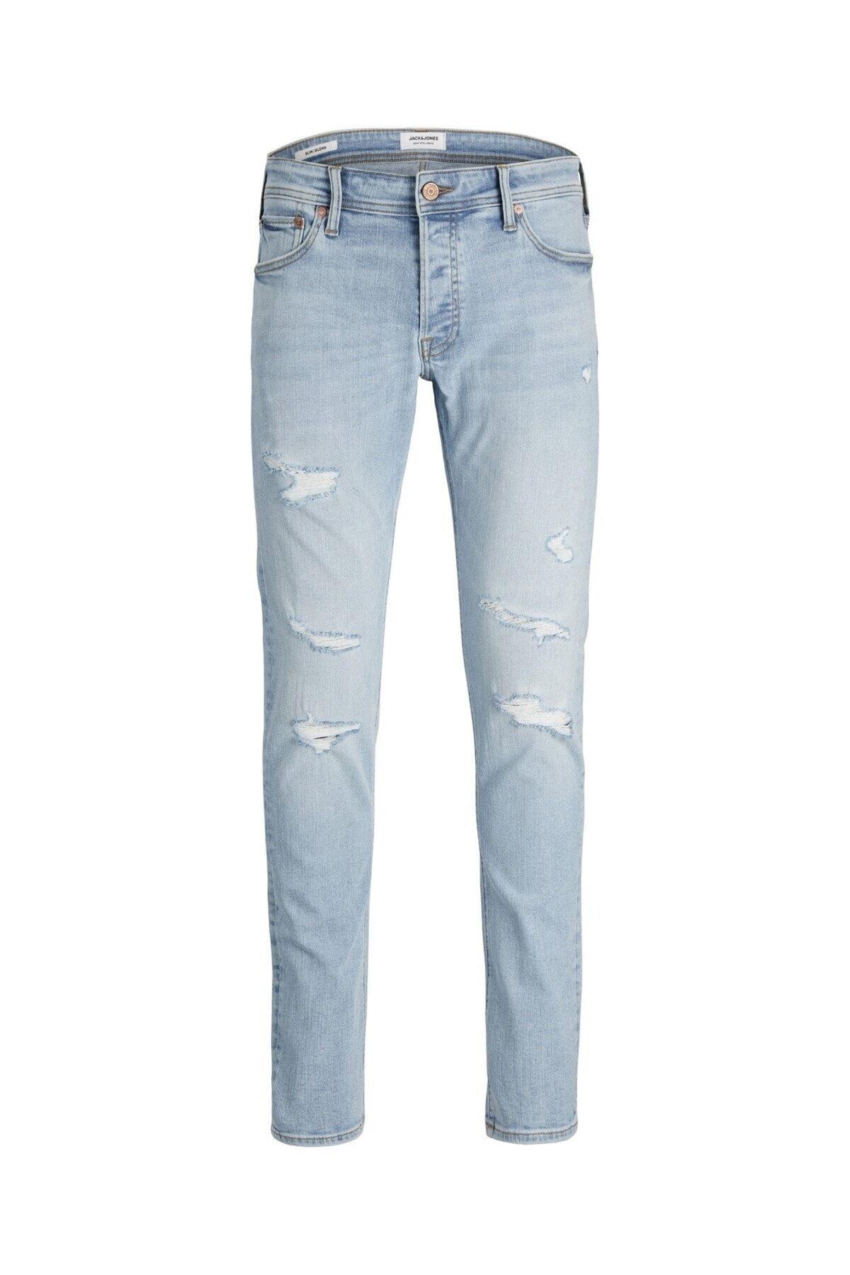 Jack & Jones Erkek Glenn Dar Kesim Yırtık Kot Pantolon - 12223504 · 49