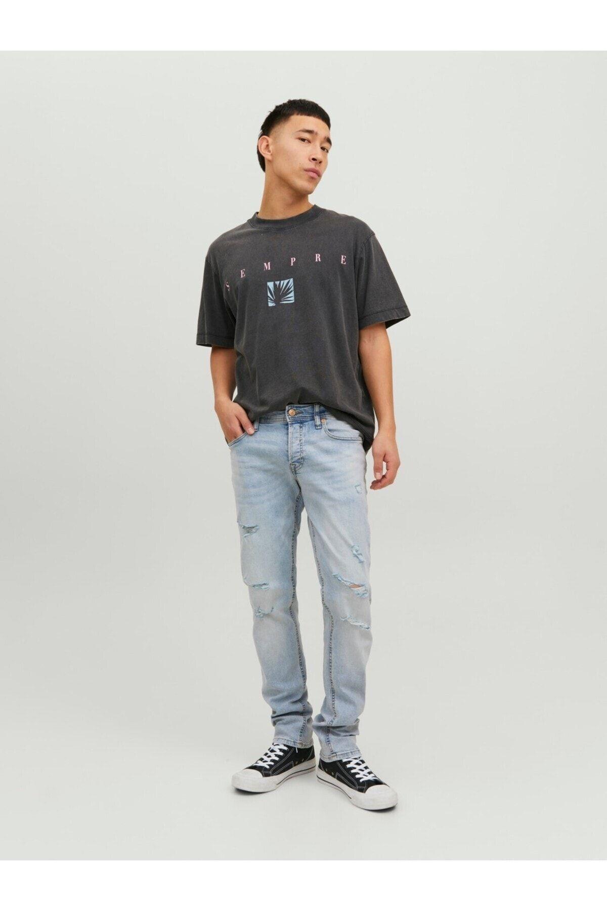 Jack & Jones Erkek Glenn Dar Kesim Yırtık Kot Pantolon - 12223504 · 41