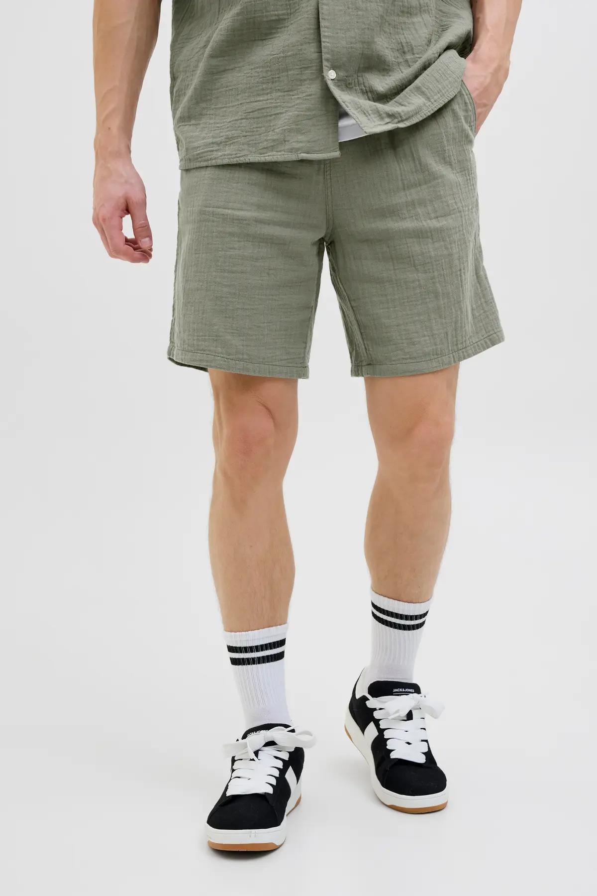 Jack & Jones Erkek Günlük Yeşil Keten Şort - 12274758 - Jack & Jones - 1-12274758