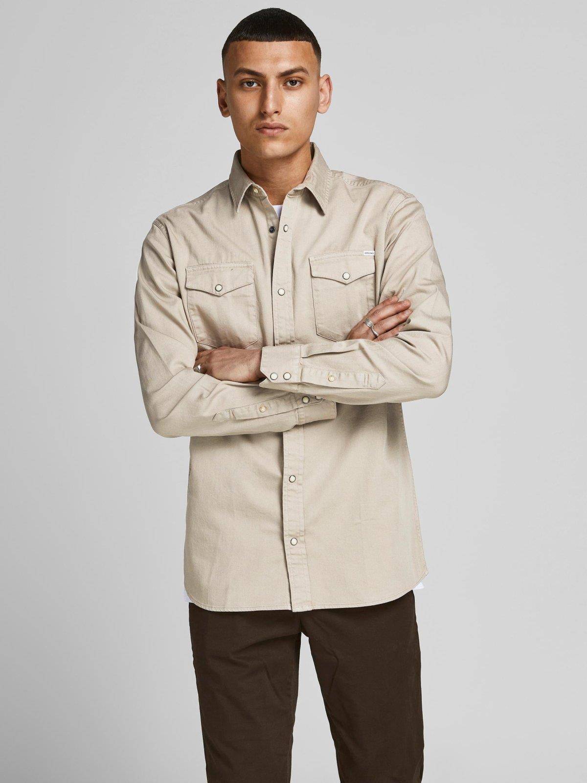 Jack & Jones Erkek Jean Gömlek 12138115 - Jack & Jones - 12138115-Crockery
