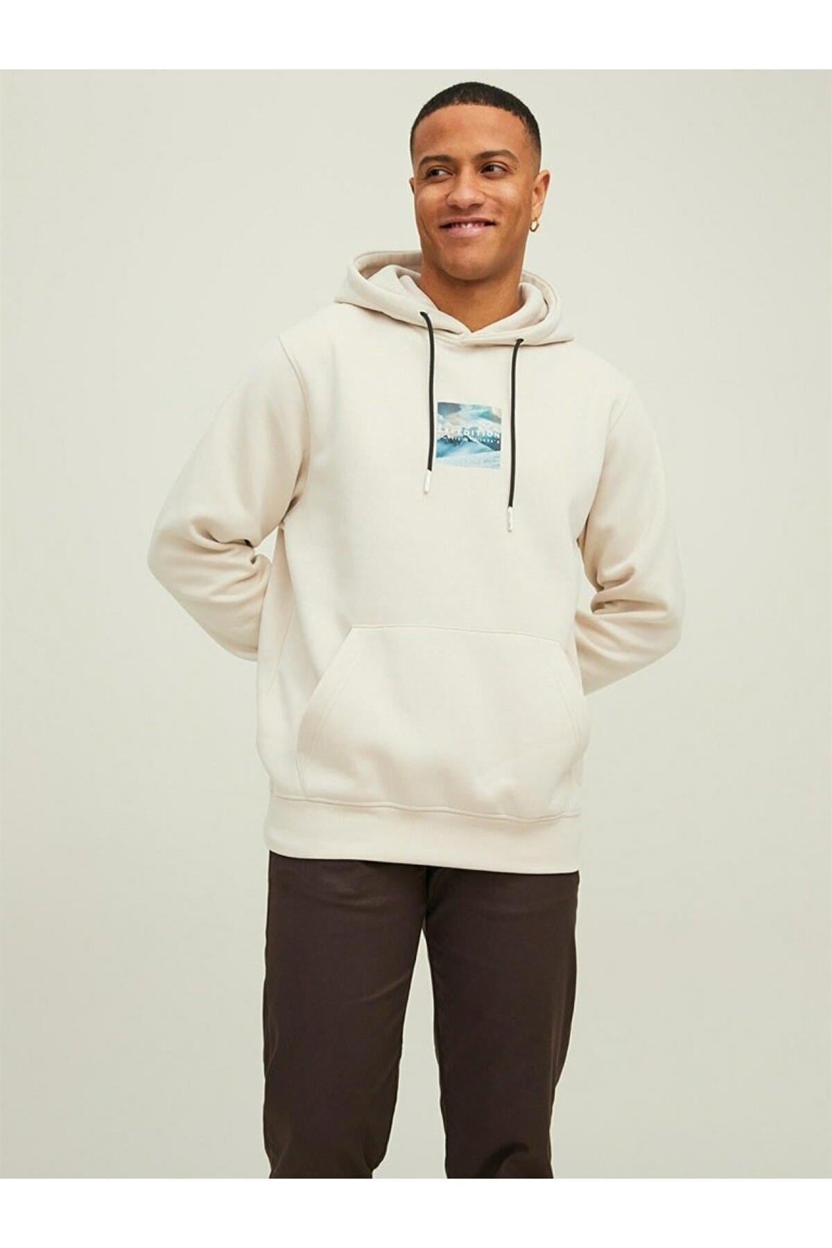 Jack & Jones Erkek Kapüşonlu Baskili Sweatshirt  -  12216305 - Jack & Jones - 12216305