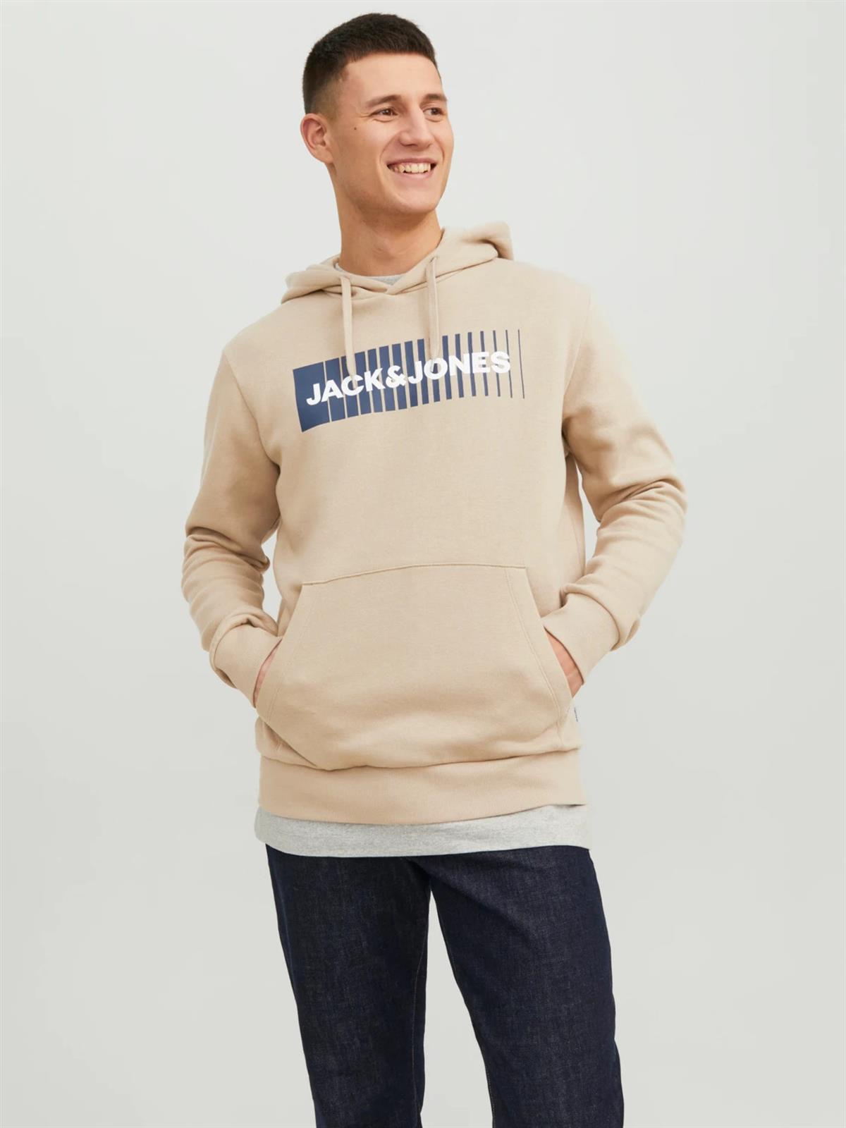 Jack & Jones Erkek Kapüşonlu Kahverengi Sweatshirt - 12233599 - Jack & Jones - 12233599-K