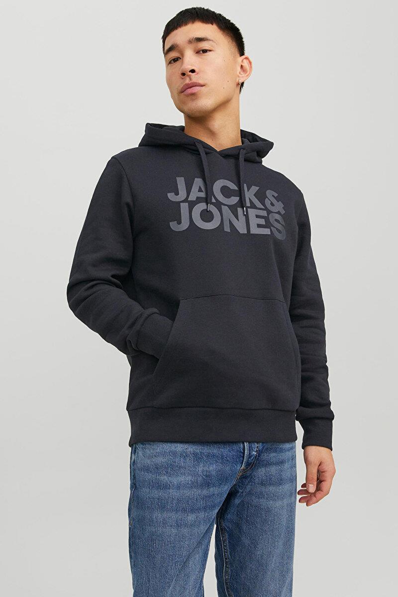 Jack & Jones Erkek Kapüşonlu Siyah Sweatshirt - 12152840 - Jack & Jones - 12152840-B