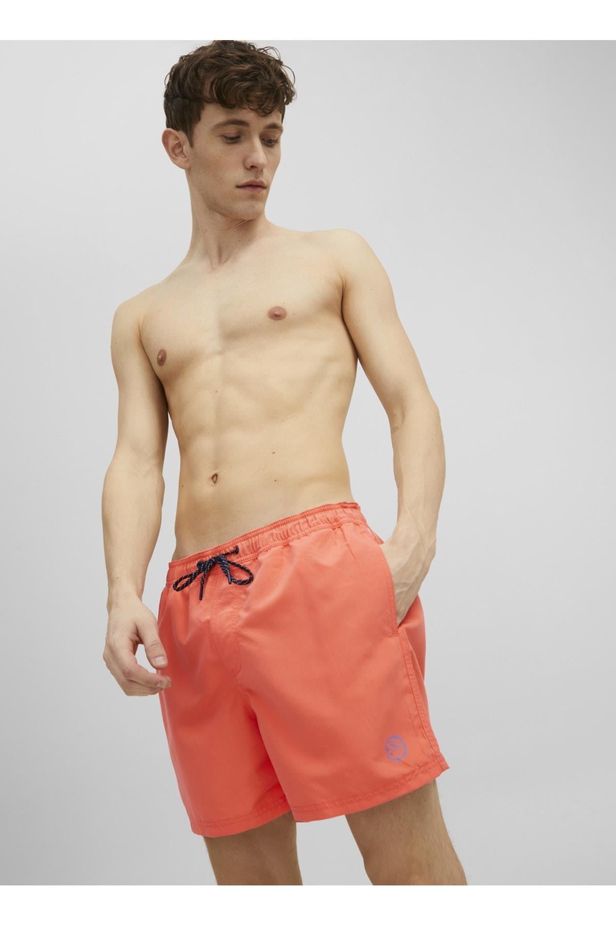 Jack & Jones Erkek Normal Bel Desenli Açık Kırmızı Şort Mayo - 12202956 - Jack & Jones - 5002829681