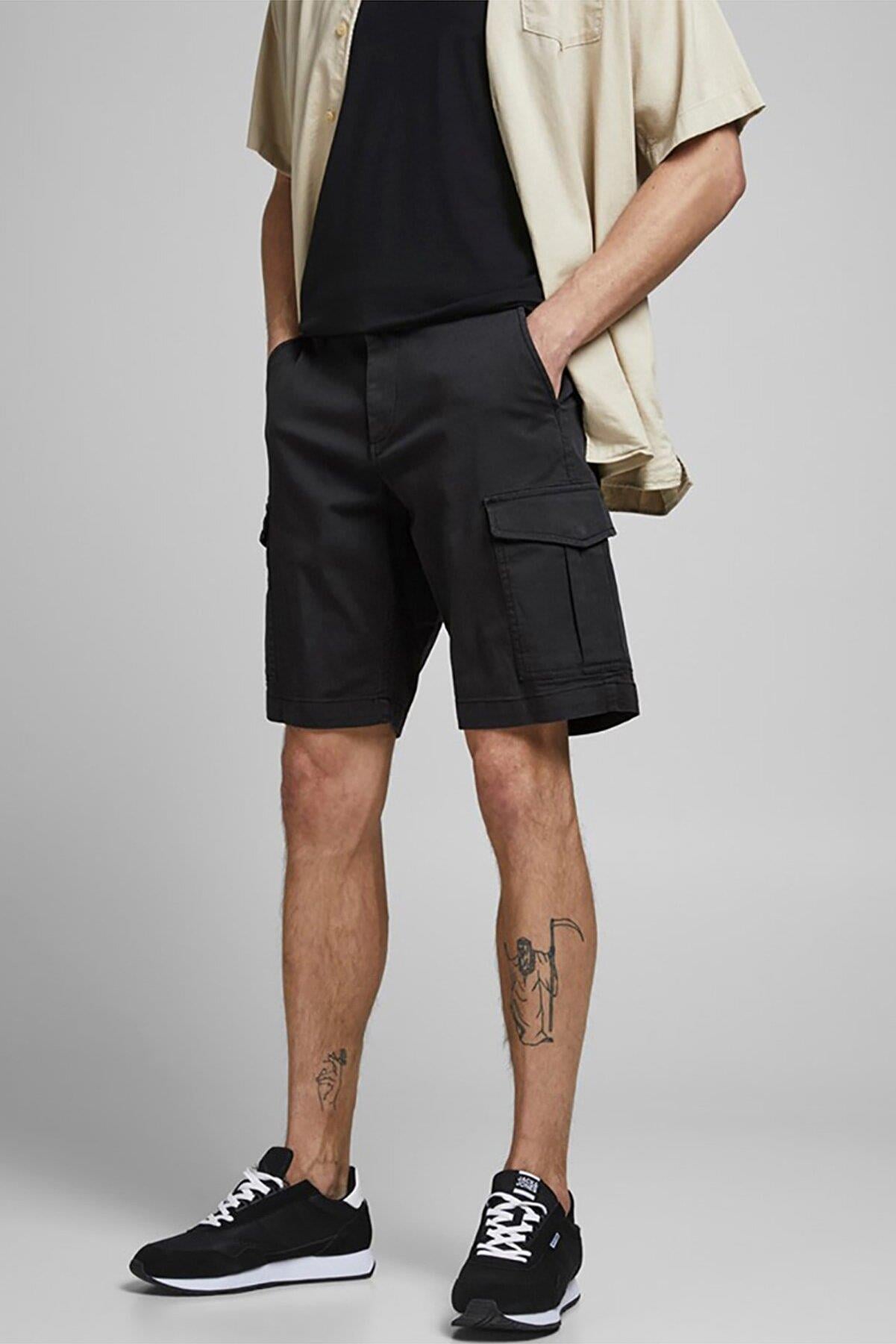 Jack & Jones Erkek Siyah Cepli Kargo Şort - 12182555 - Jack & Jones - 12182555-1