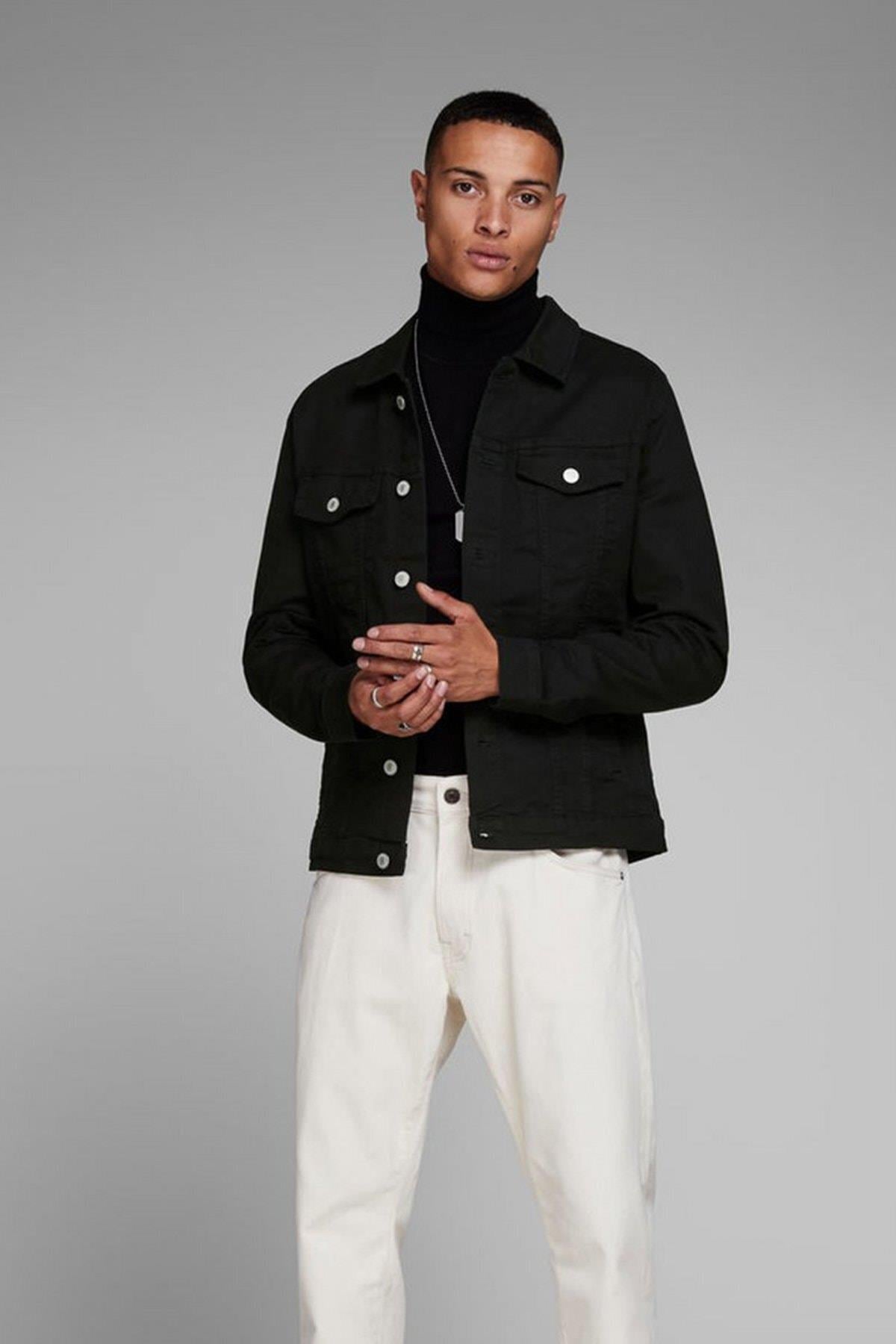 Jack & Jones Erkek Siyah Jean Kot Ceket - 12136319  - Jack & Jones - 12136319
