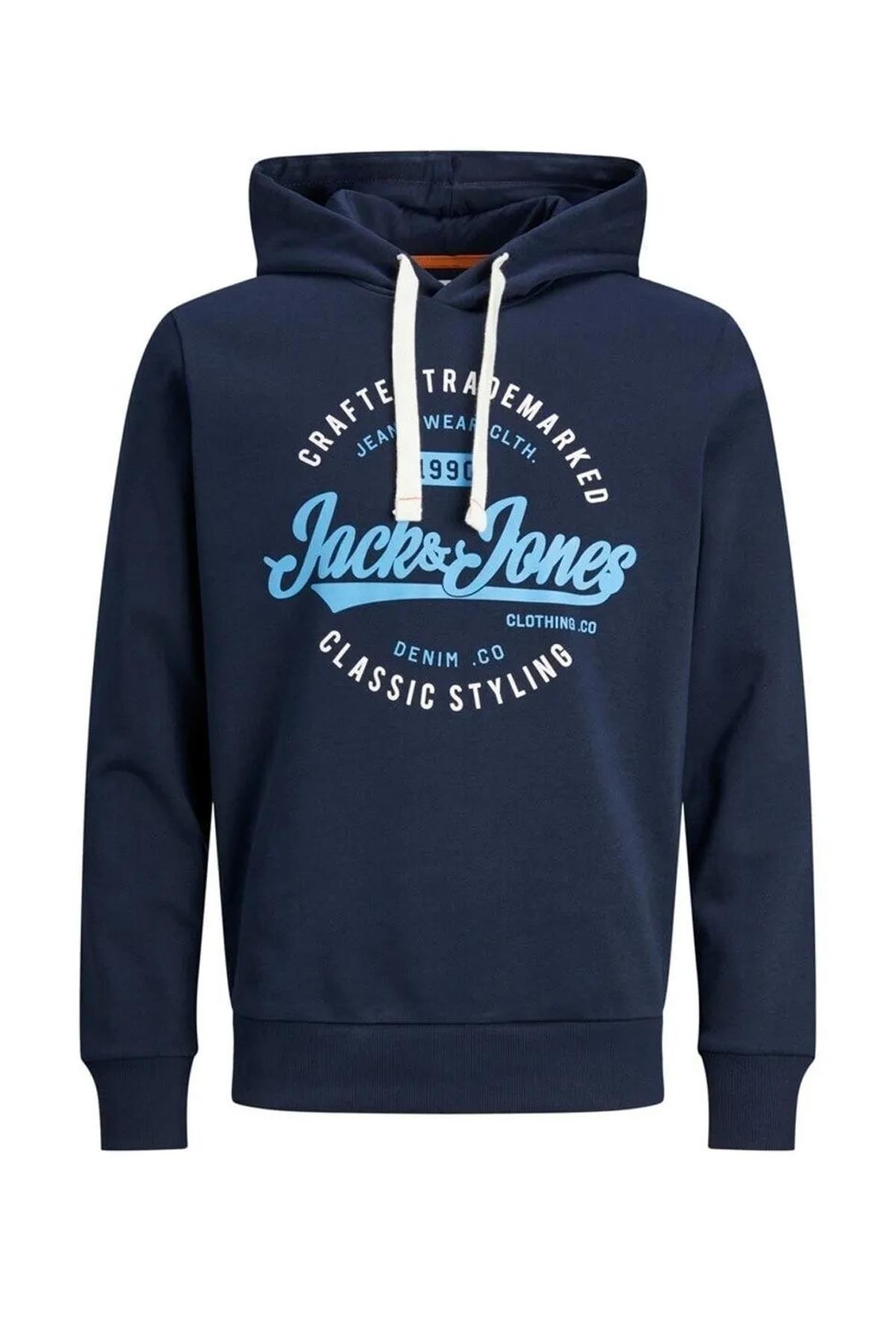 Jack & Jones Erkek Sweat Hood Baskılı Kapüşonlu Sweatshirt - 12236178 - Jack & Jones - 12236178