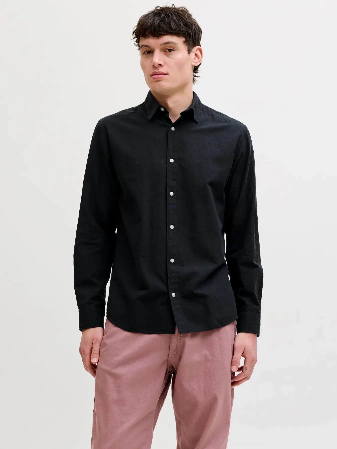Jack & Jones Erkek Uzun Kollu Siyah Gömlek - 12288595 - Jack & Jones - 12288595-1