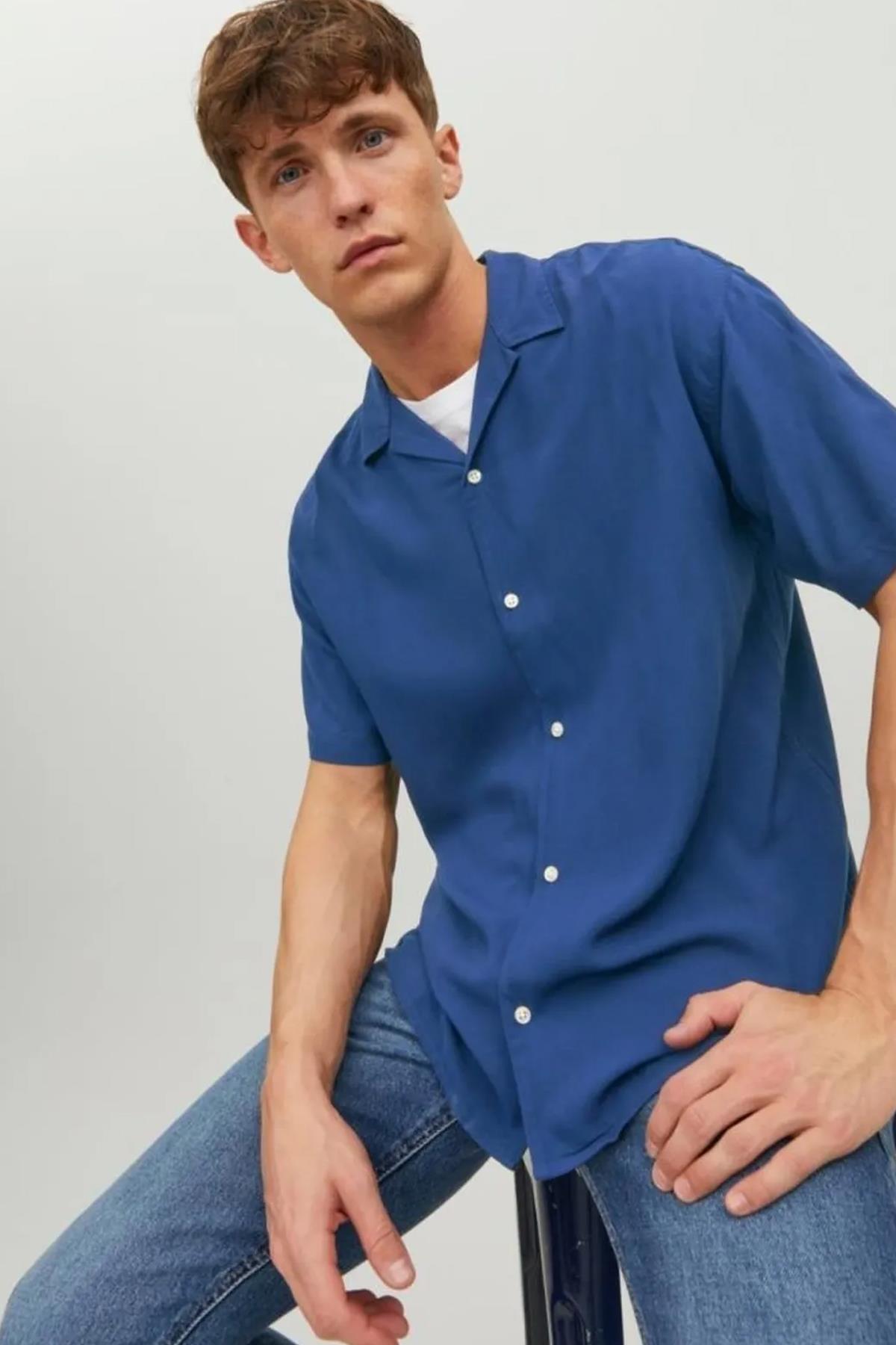 Jack & Jones Jornoah Erkek Relaxed Fit Erkek Kısa Kollu Gömlek 12228007 - Jack & Jones - 12228007