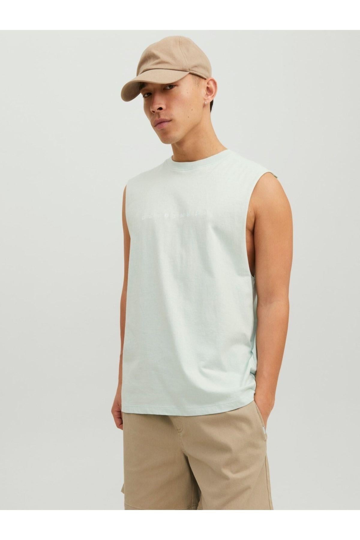 Jack & Jones Kolsuz Atlet Mint Erkek Pamuklu T-shirt- 12210016 - Jack & Jones - TYC00781821328