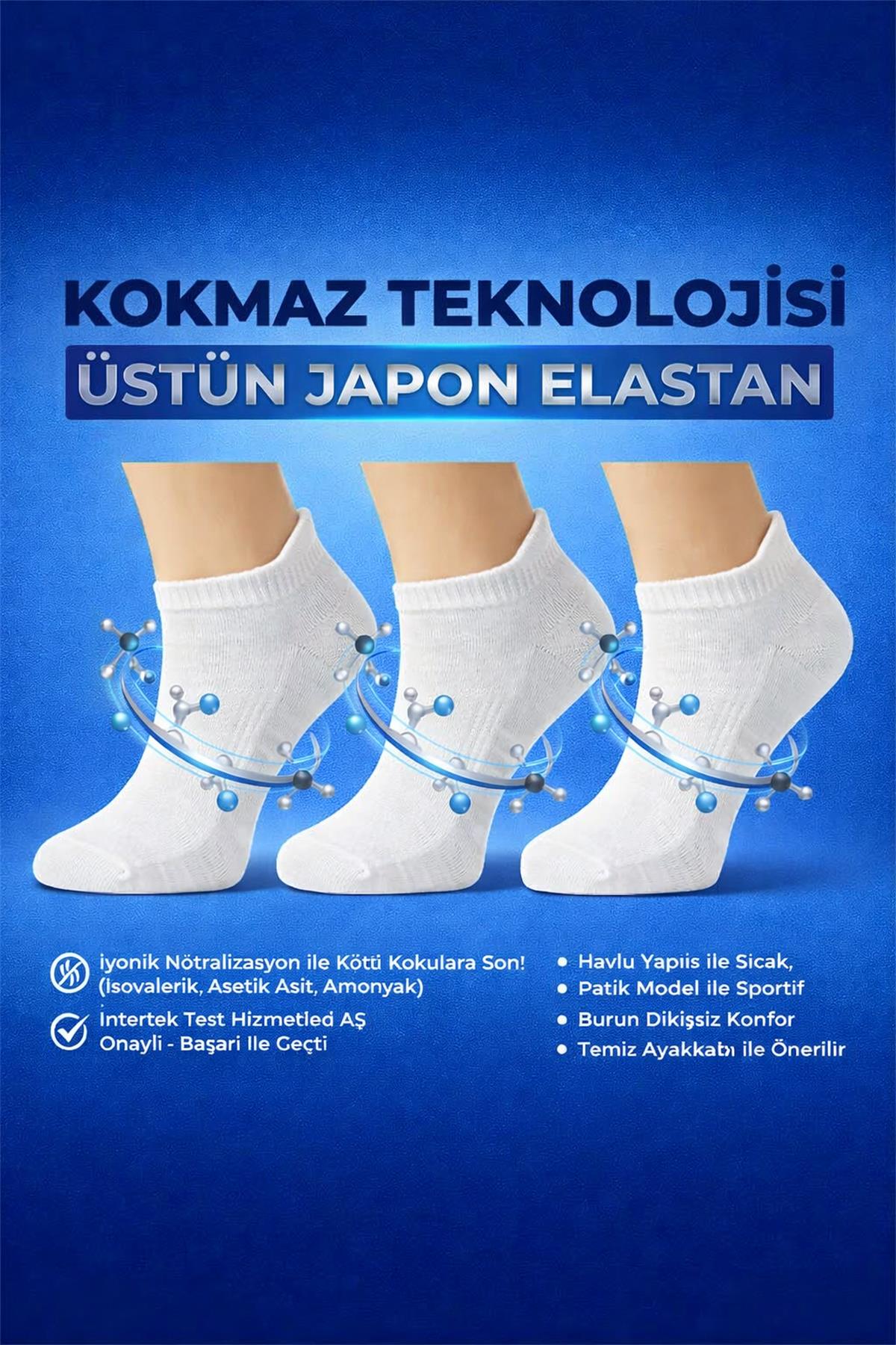 Laykmayk Kokmaz Beyaz Kısa Patik Kokmayan Spor Çorap-lykm08 - LaykMayk - lykm08