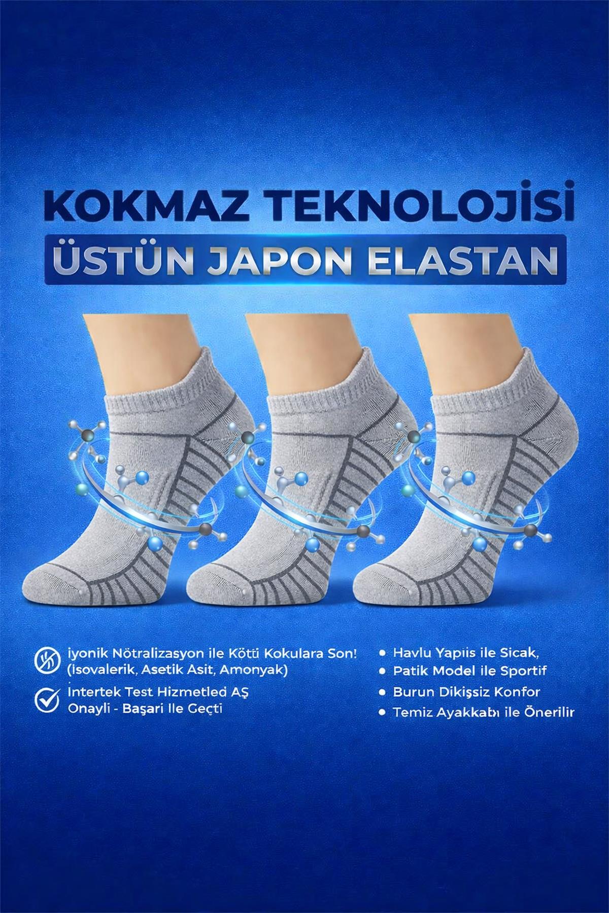 Laykmayk Kokmaz Gri Patik Kısa Kokmayan Spor Çorap-lykm07 - LaykMayk - lykm09