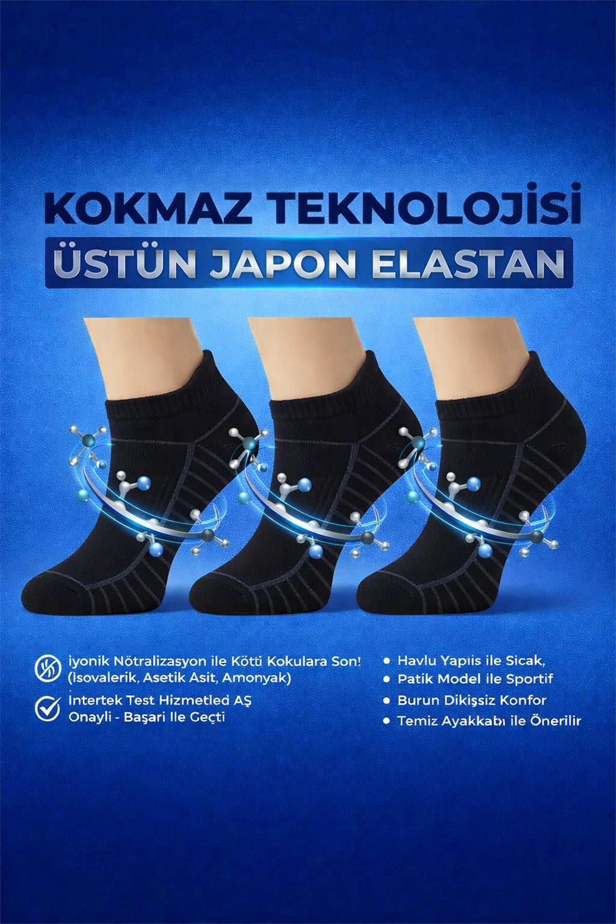 Laykmayk Kokmaz Siyah Patik Kısa Kokmayan Spor Çorap-lykm07  - LaykMayk - lykm07