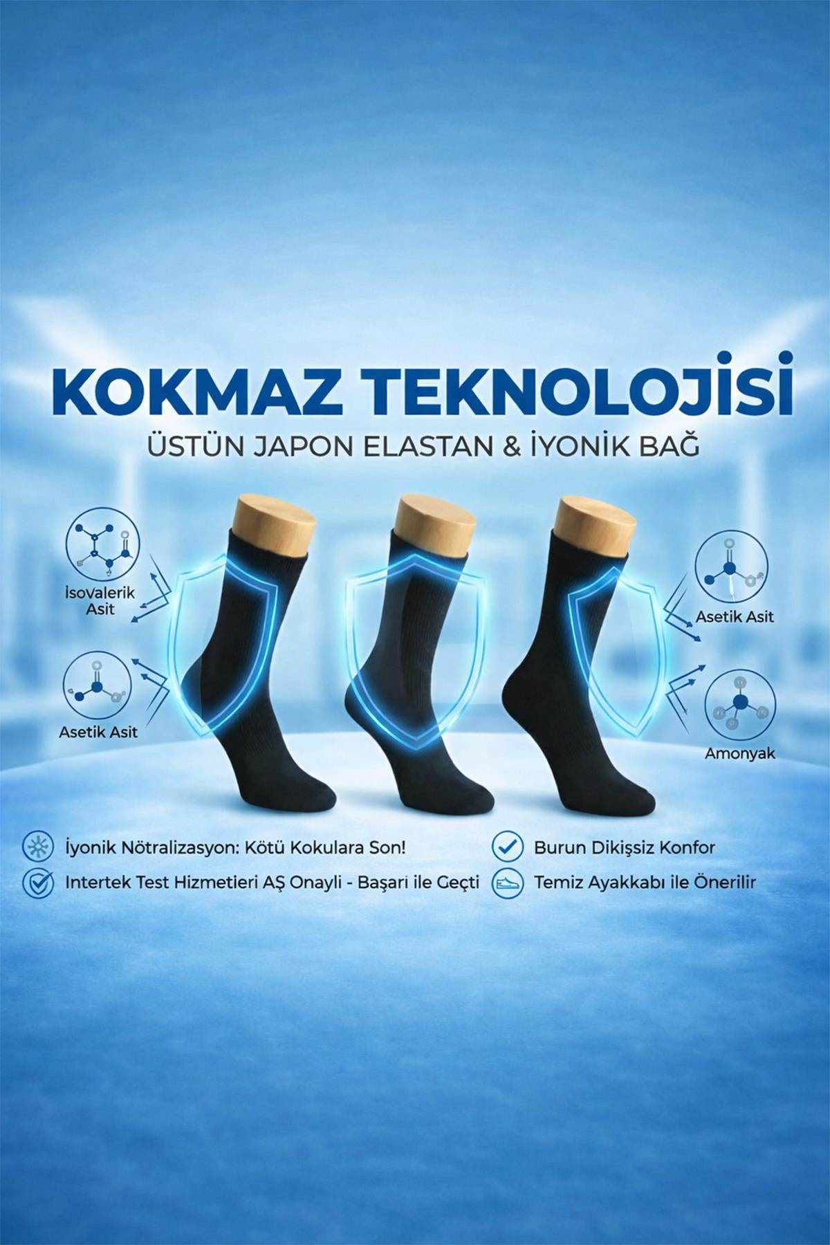 Laykmayk Kokmaz Teknolijisi Siyah Tenis Çorap-LYKM04 - LaykMayk - LYKM04