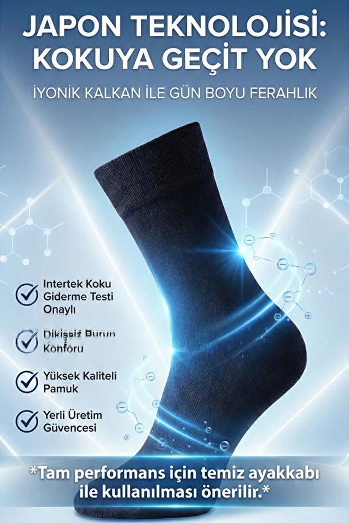 Laykmayk Koku Yapmayan Teknolojik Elasten İyonik Kokusuz Siyah Uzun 3'lü Çorap - LYKM01 - LaykMayk - LYKM01