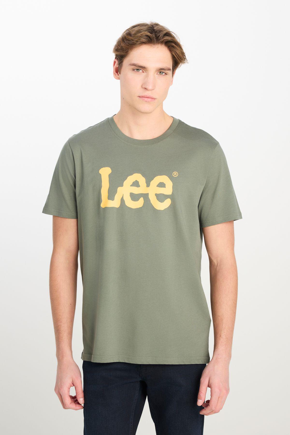 Lee Erkek %100 Pamuk Regular Fit Bisiklet Yaka Haki T-Shirt - L65QAI801 - Lee - L65QAI801