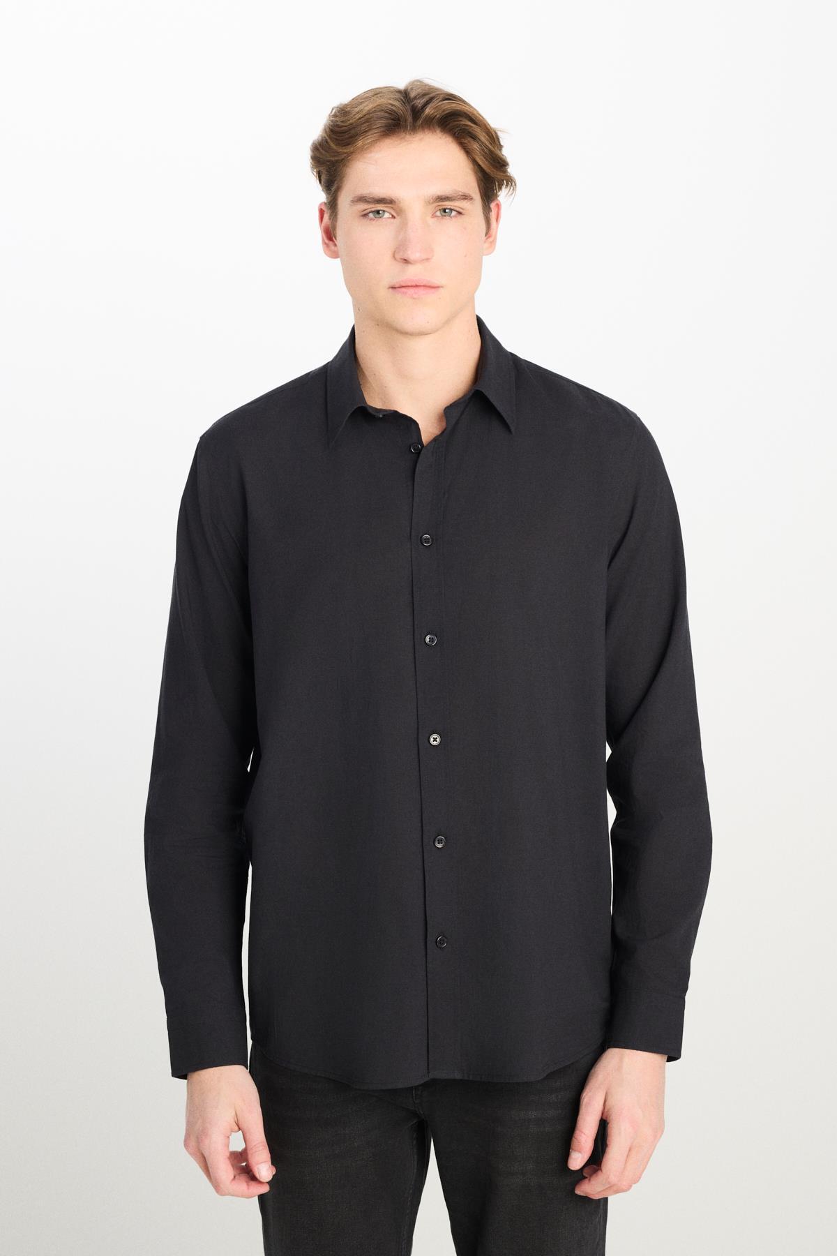 Lee Erkek 100% Pamuk Regular Fit Uzun Kollu Siyah Gömlek - L2510557001 - Lee - L2510557001