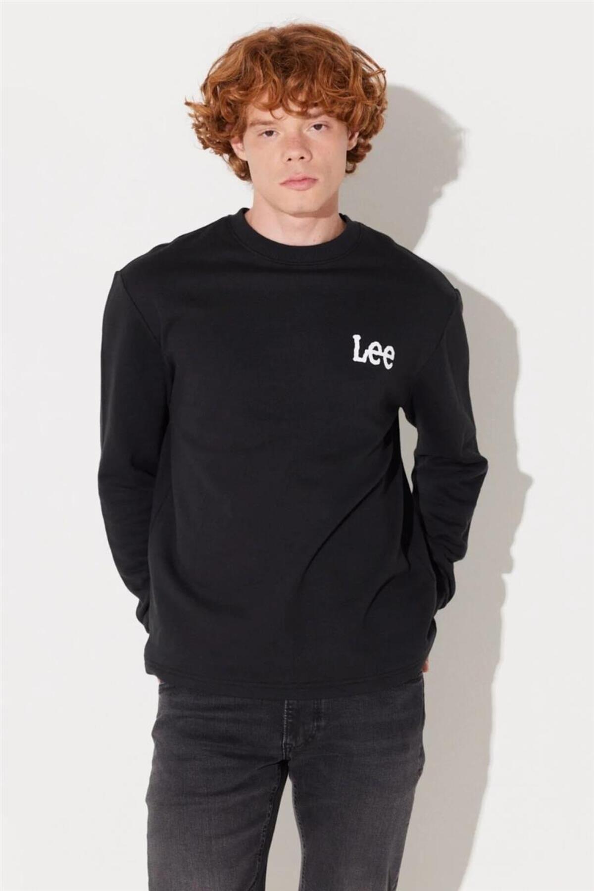Lee Erkek Baskılı Siyah Bisiklet Yaka Sweatshırt - L232518 - Lee - L232518268