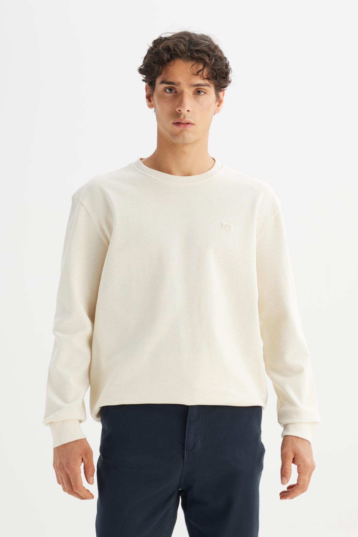 Lee Erkek Pamuk Regular Fit Bisiklet Yaka Patch Logo Bej Sweatshirt - Lee - L2520367-2