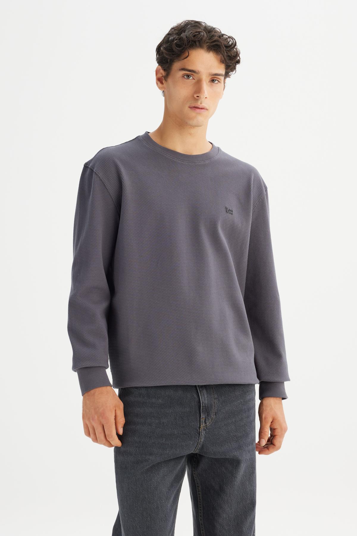 Lee Erkek Pamuk Regular Fit Bisiklet Yaka Gri Sweatshirt -  - Lee - L2520367-1