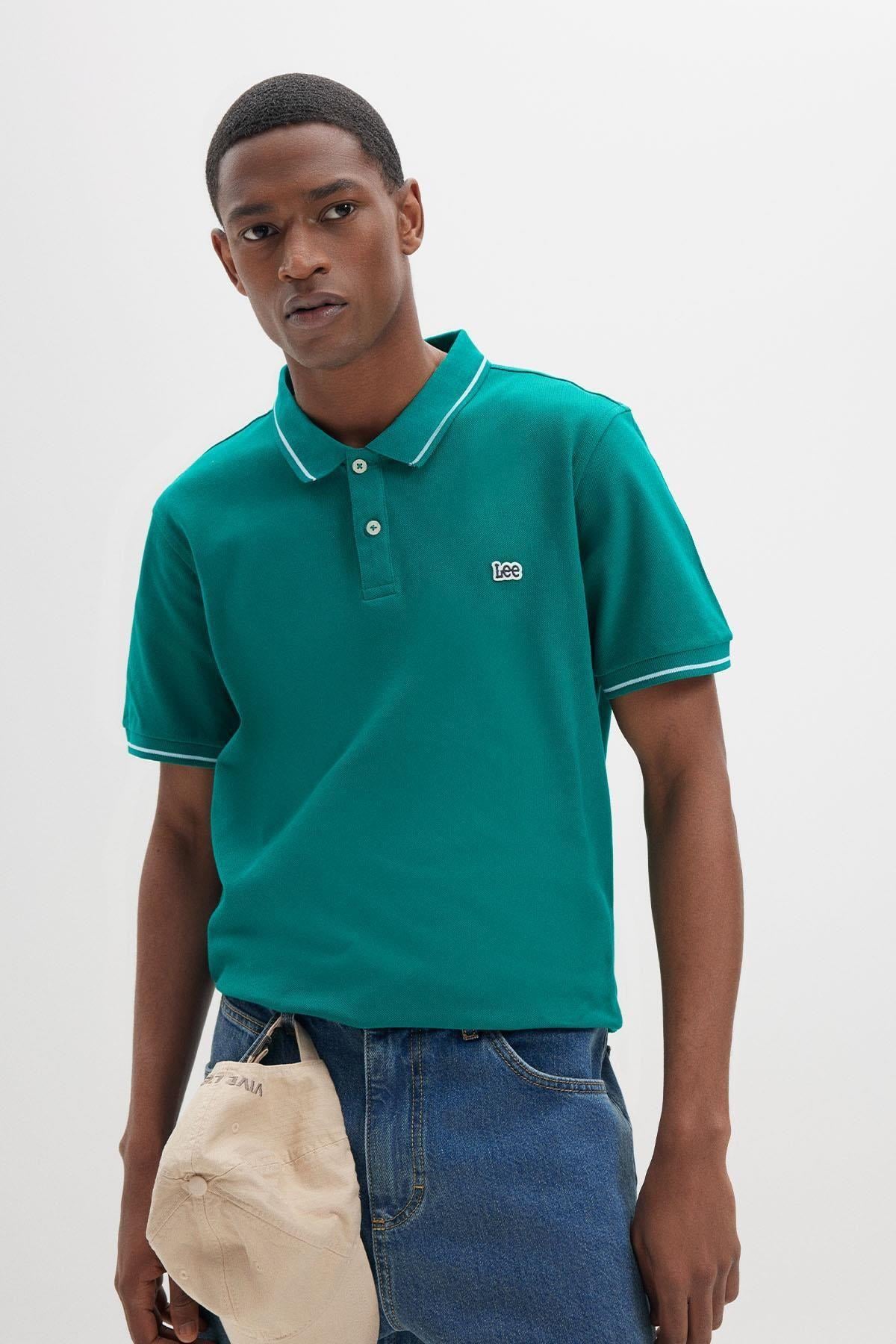 Lee Erkek Regular Fit Kısa Kollu Yeşil Polo T-Shirt - L61ARLOT - Lee - L&W25SS30OTE