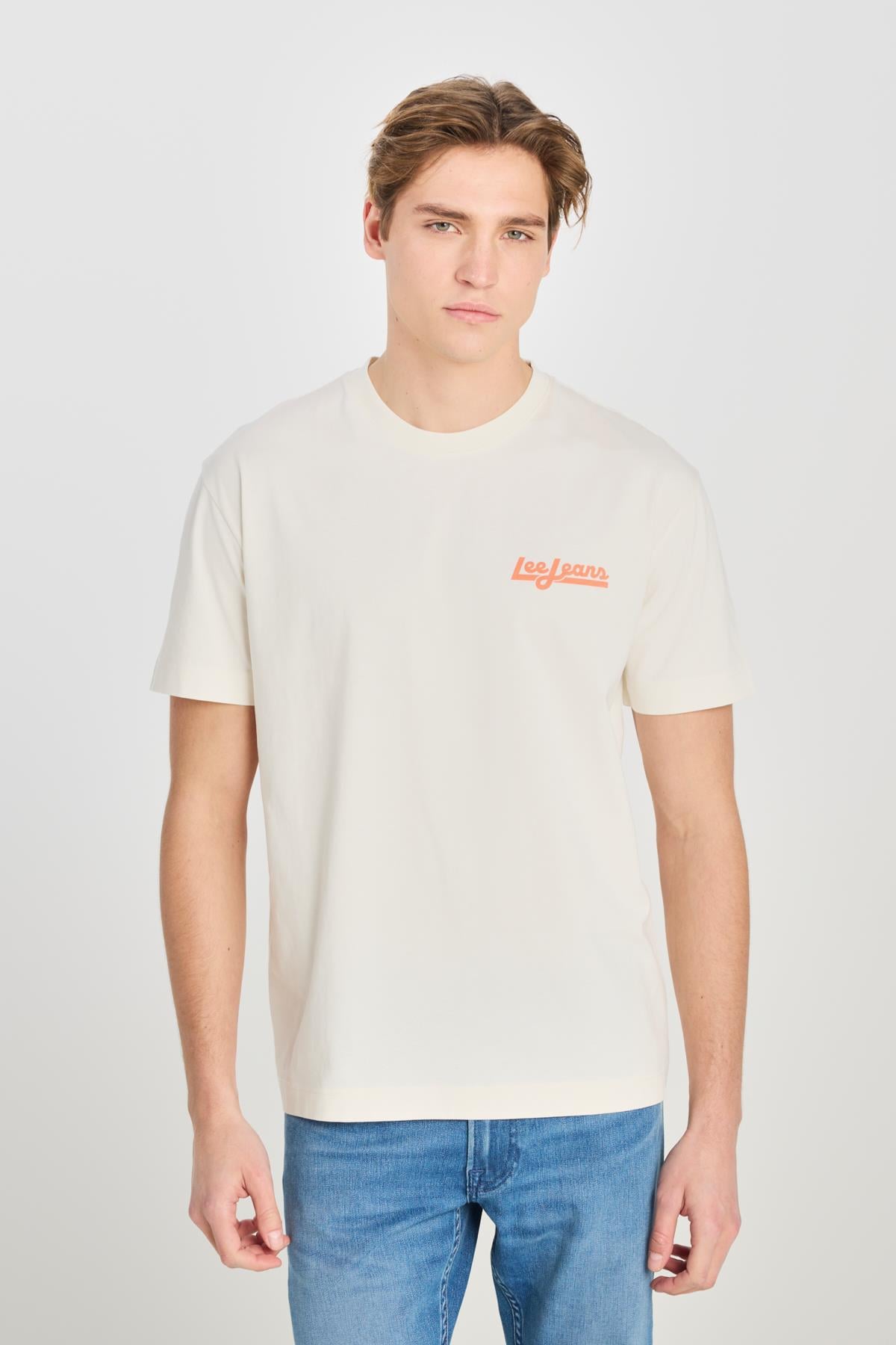Lee Erkek Relaxed Fit %100 Pamuk Sırt Baskılı Bisiklet Yaka T-Shirt - LM828731543 - Lee - LM828731543