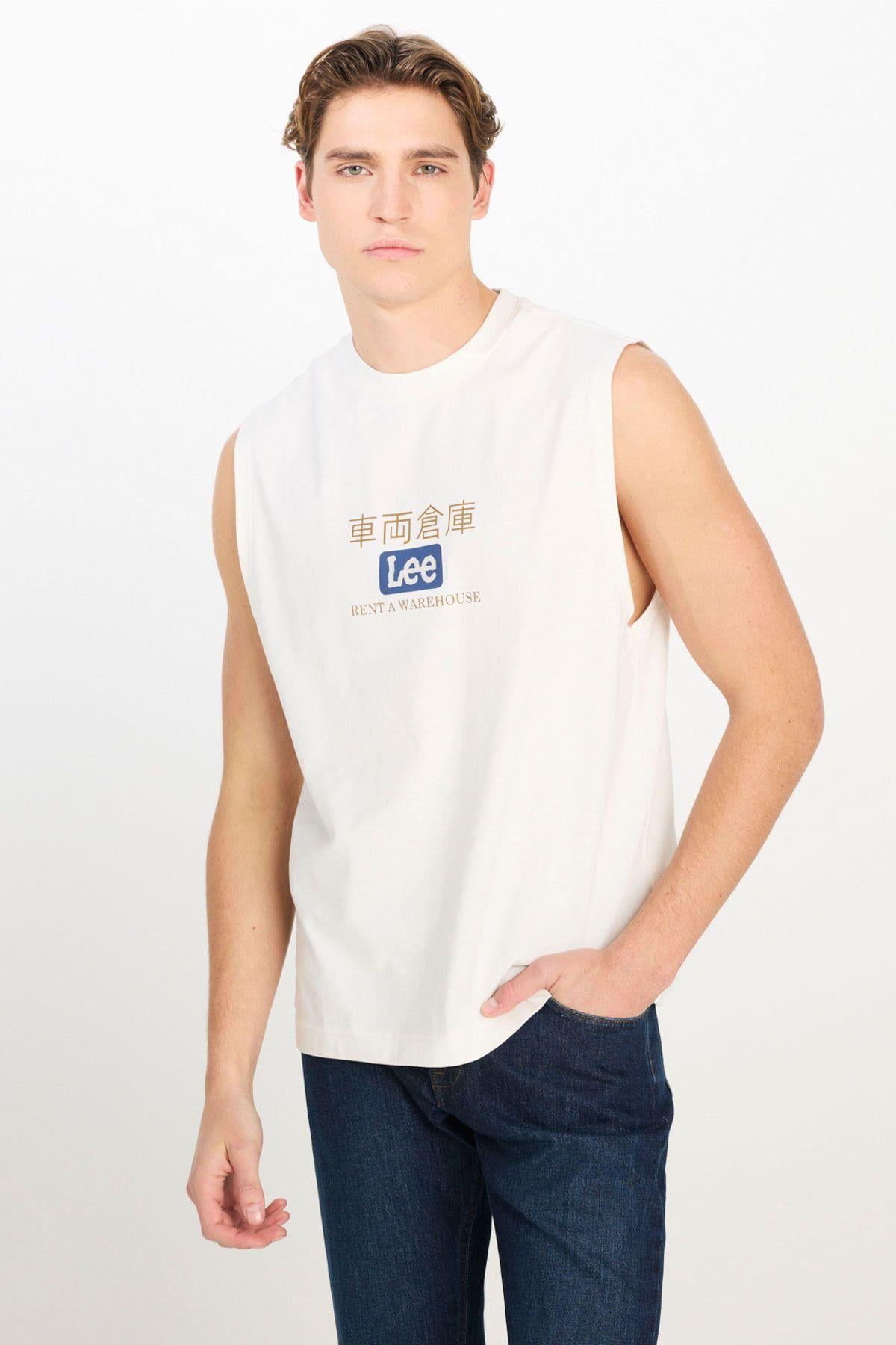 Lee Erkek Relaxed Fit Baskılı Beyaz Kolsuz T-Shirt - L2510545102 - Lee - L2510545102