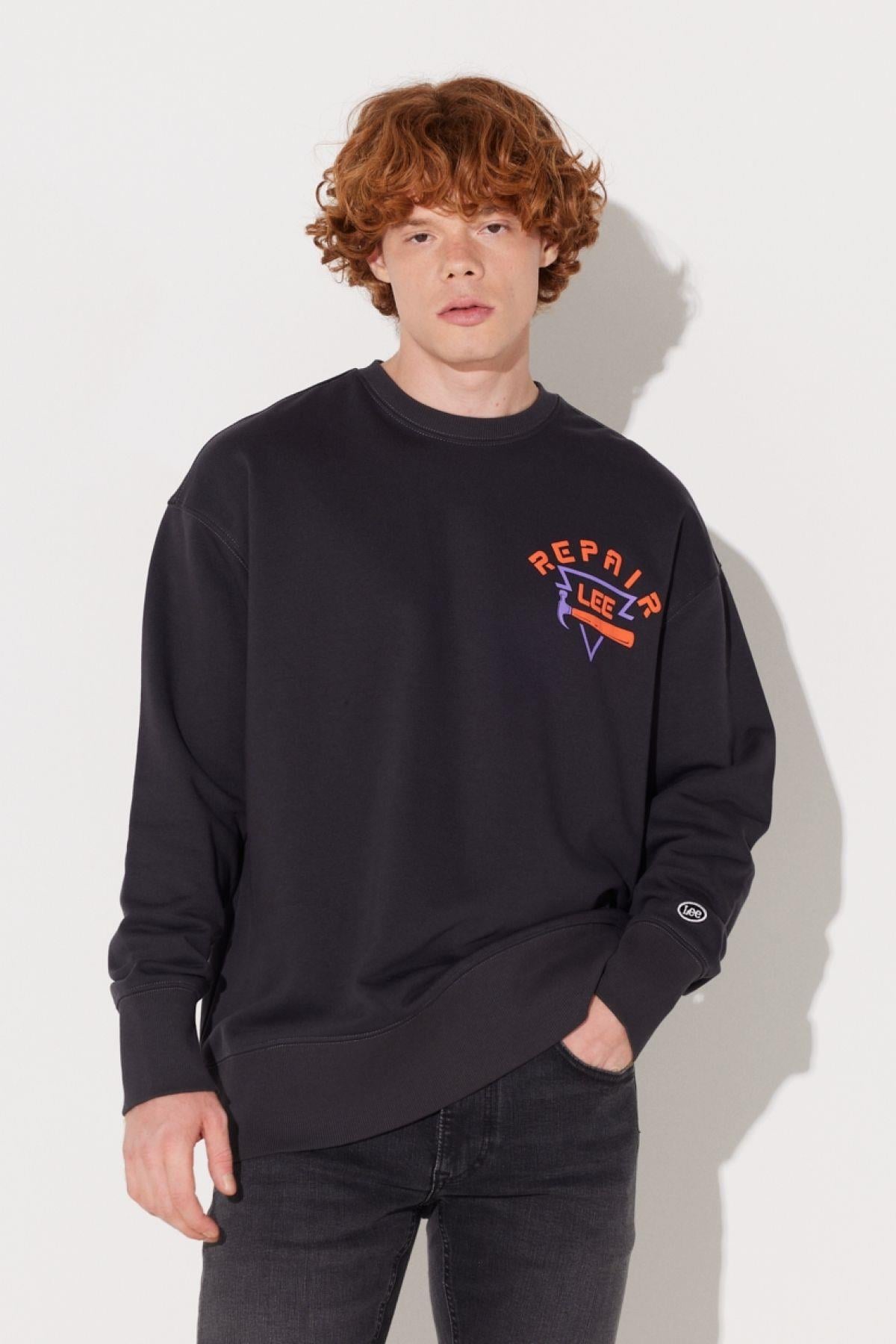Lee Loose Fit Rahat Kesim Antrasit Erkek Sweatshirt - L232282  - Lee - L232282