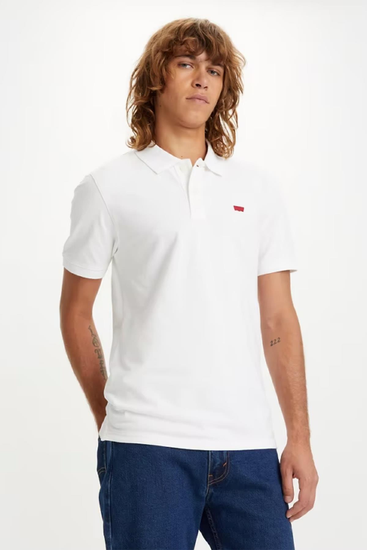Levi's Erkek Beyaz Polo Yaka T-shirt Housemark Logo Slim Fit Polo -  A48420002