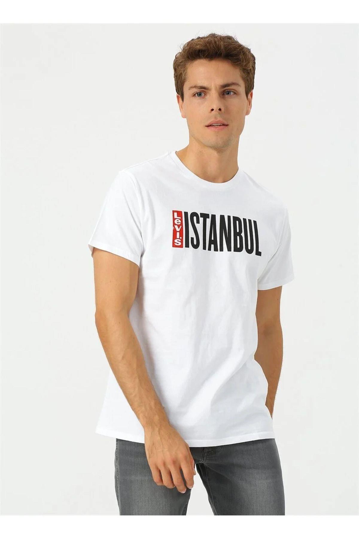 Levis Erkek Bisiklet Yaka Basklı İstanbul T-Shirt A7747-0000 - Levi's - A7747-0000