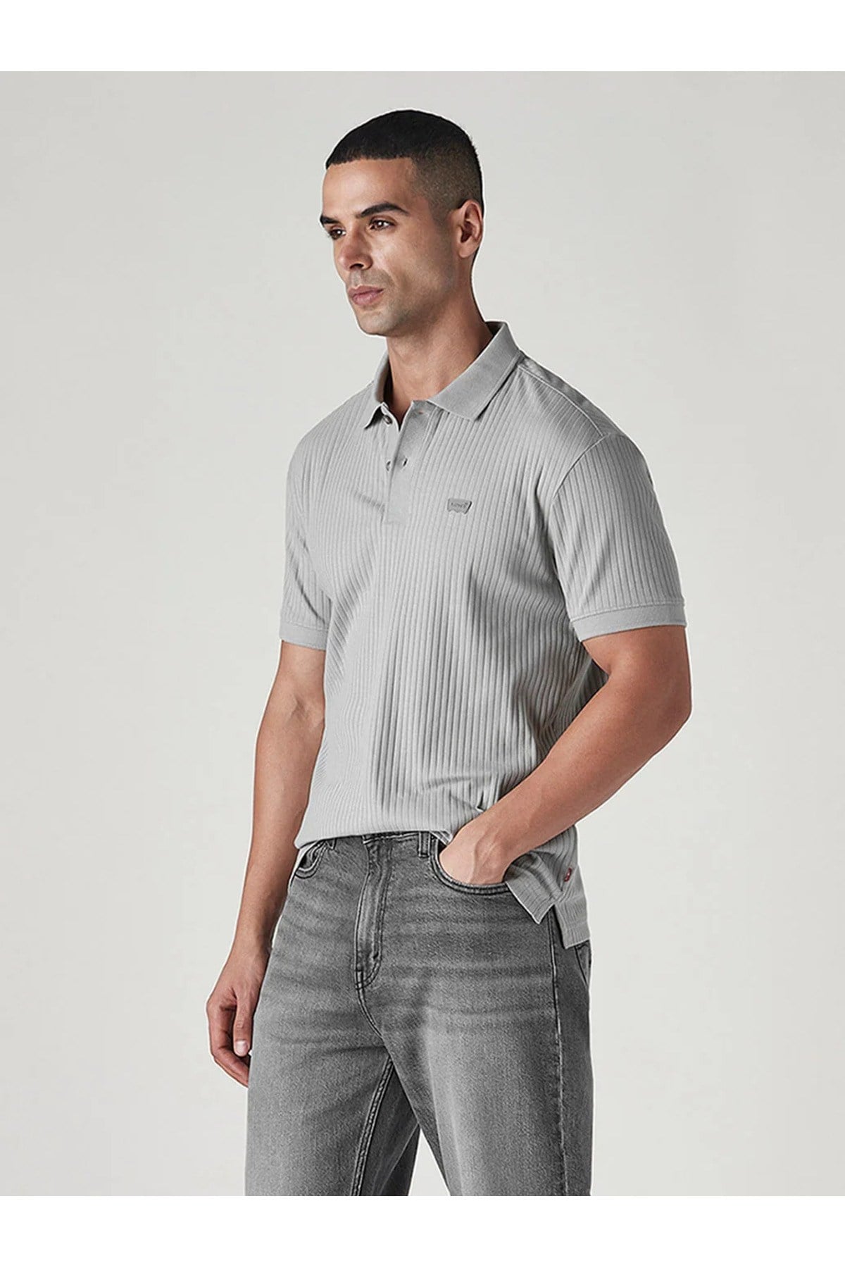 Levi's Erkek Gri Dokulu Fitilli Polo Yaka Tişört 004LX-0012 - Levi's - 004LX-0012