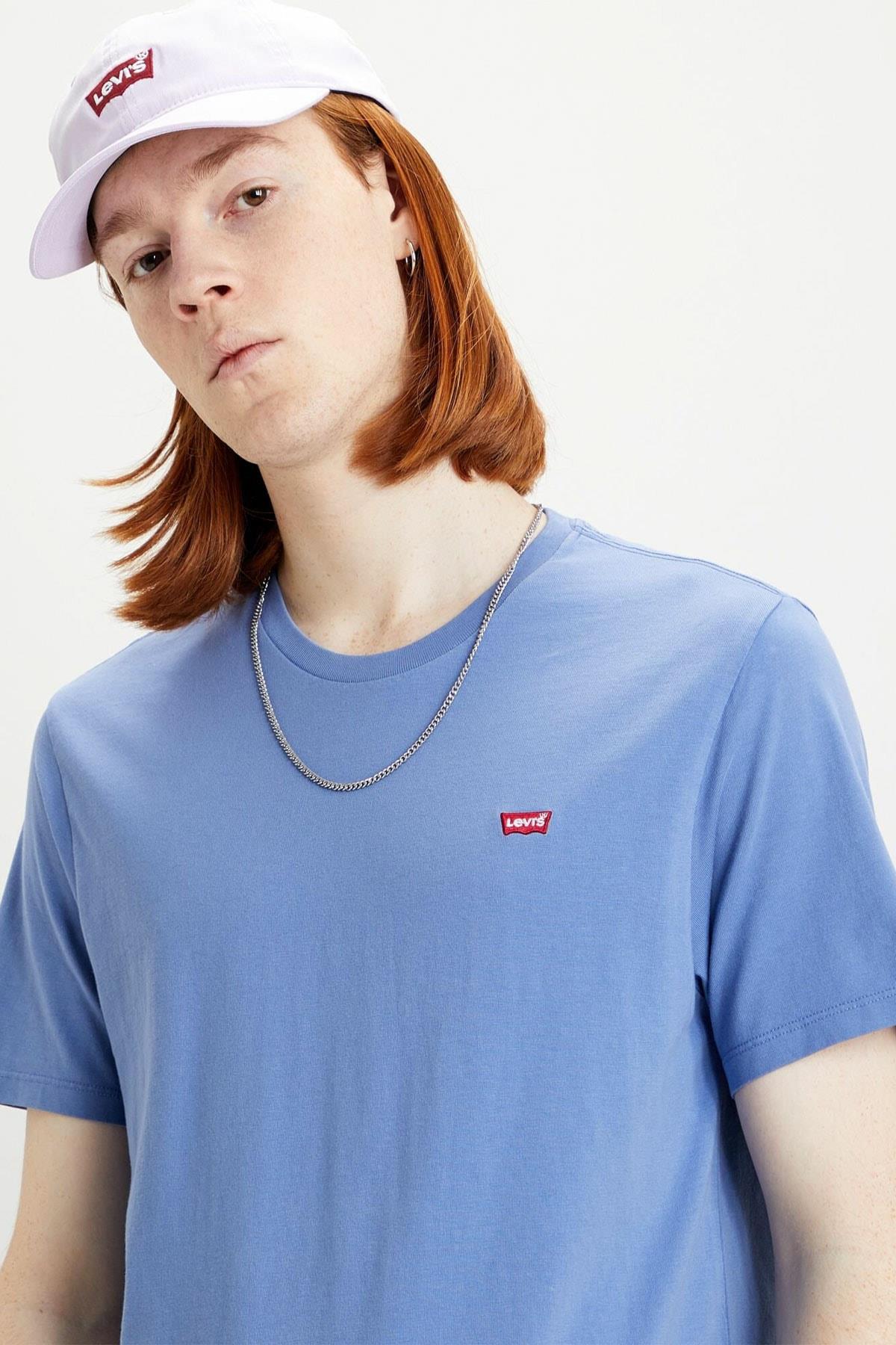 Levi's Erkek İndigo Logo Baskılı Bisiklet Yaka Pamuk T Shirt 566050079 - Levi's - 566050079