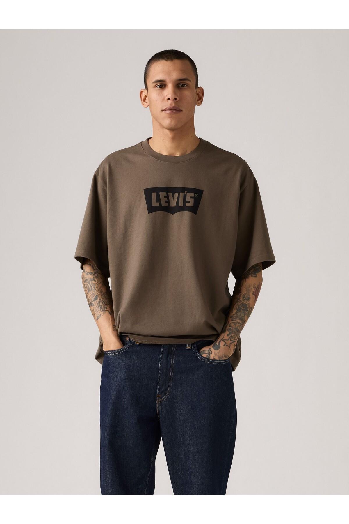 Levi's Erkek Kahverengi Bisiklet Yaka Rahat Kesim Loose T-shirt -  001TR-0004 - Levi's - 001TR-0004