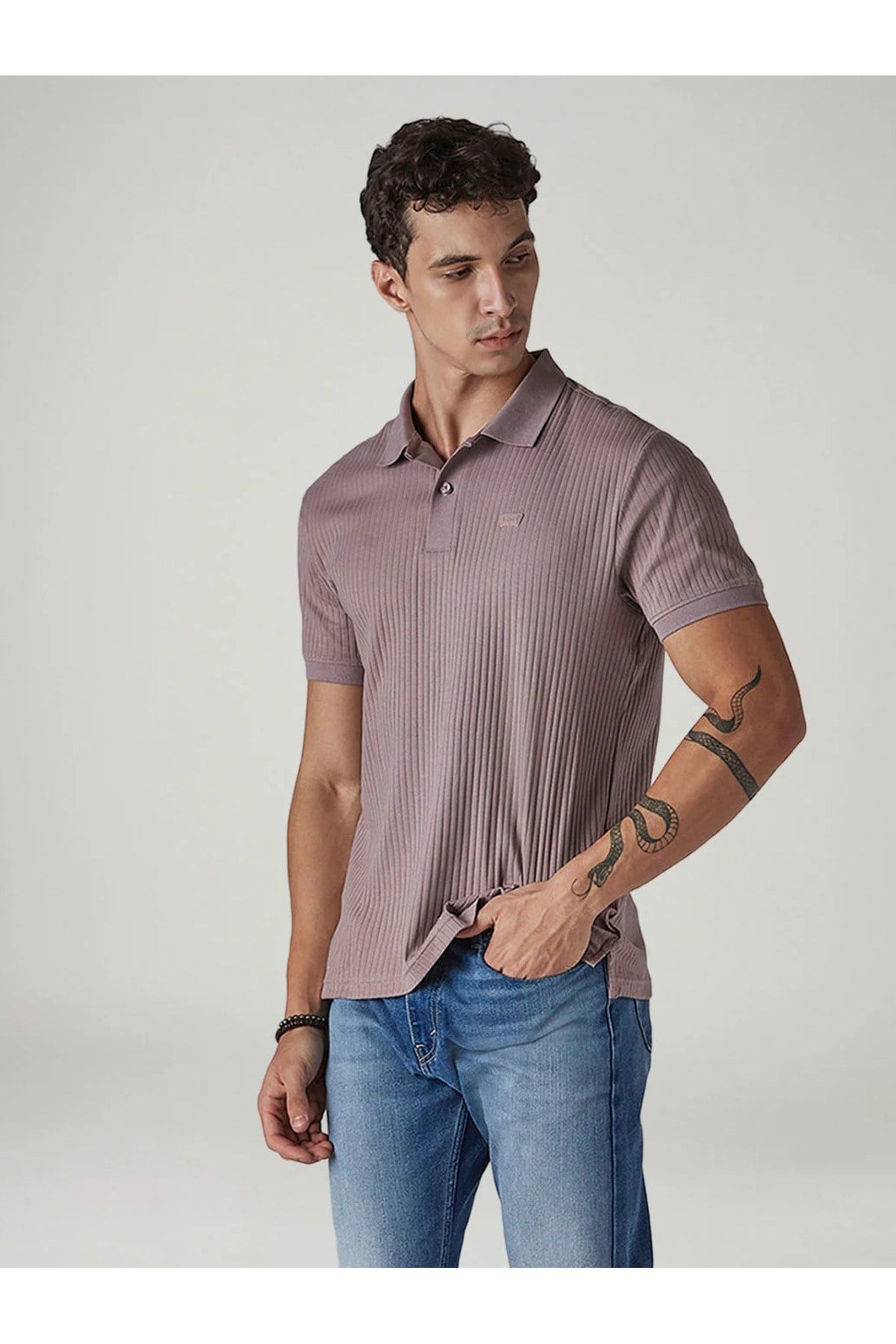 Levi's Erkek Mor Dokulu Fitilli Polo Tişört-004LX-0013 - Levi's - 004LX-0013