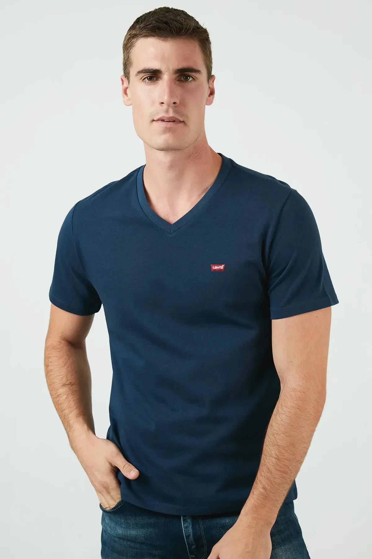 Levi's Erkek Orıg Hm Vneck Lse_Dress Blues Blues Pat T-Shirt 85641-0017 · 6
