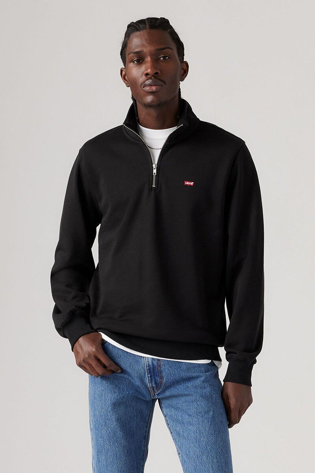 Levi's Erkek Orijinal Housemark Yarım Fermuarlı Siyah Sweatshirt - 001tu-0000 - Levi's - 001TU-0000