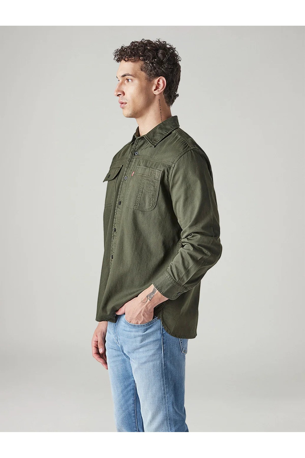 Levi's Erkek Rahat Kesim Cepli Yeşil Gömlek-0061H-0004 - Levi's - 0061H-0004-Y