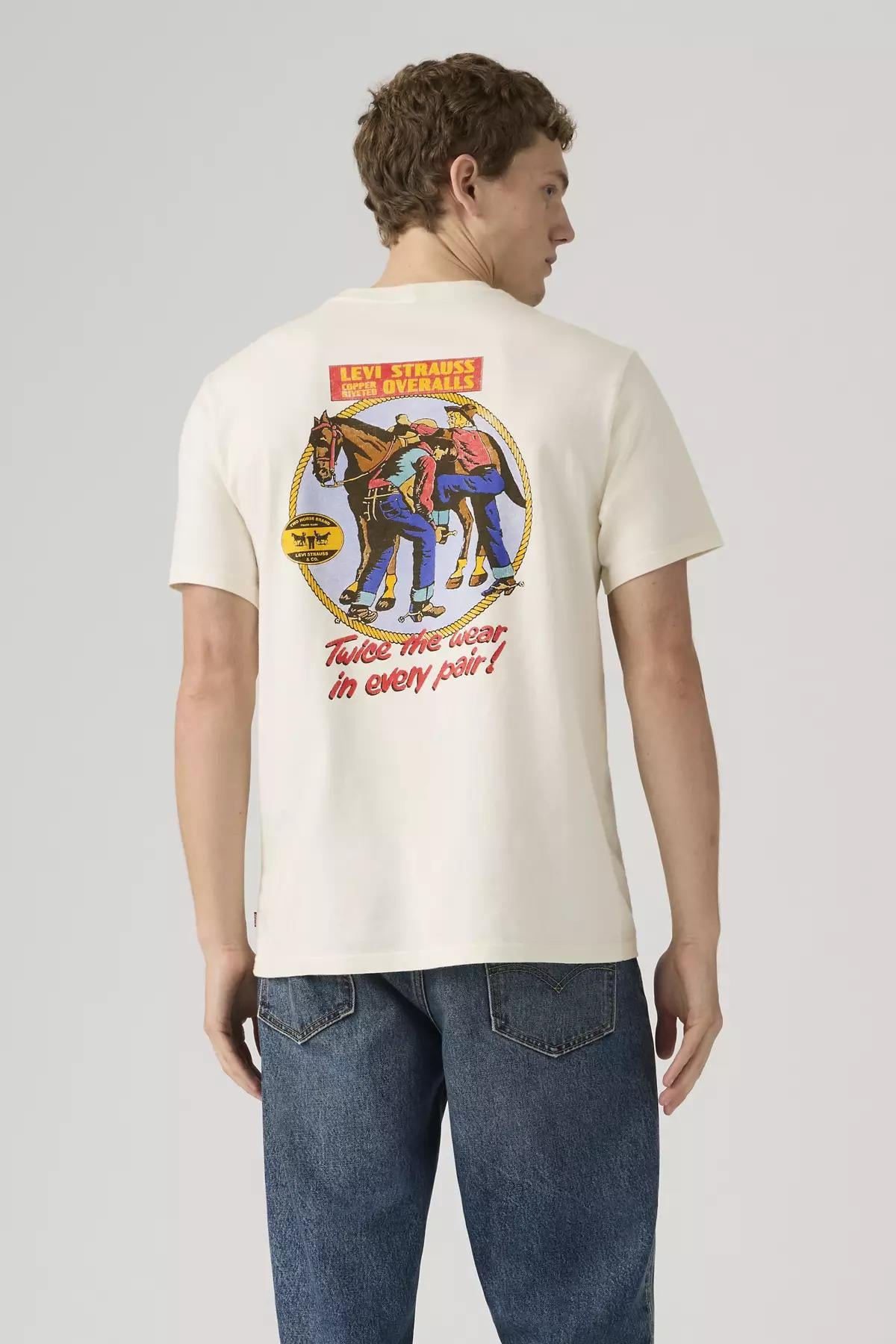 Levi's Erkek Relaxed Fit Arkalı Baskılı Bej Tişört - A2082-0366 - Levi's - A2082-0366
