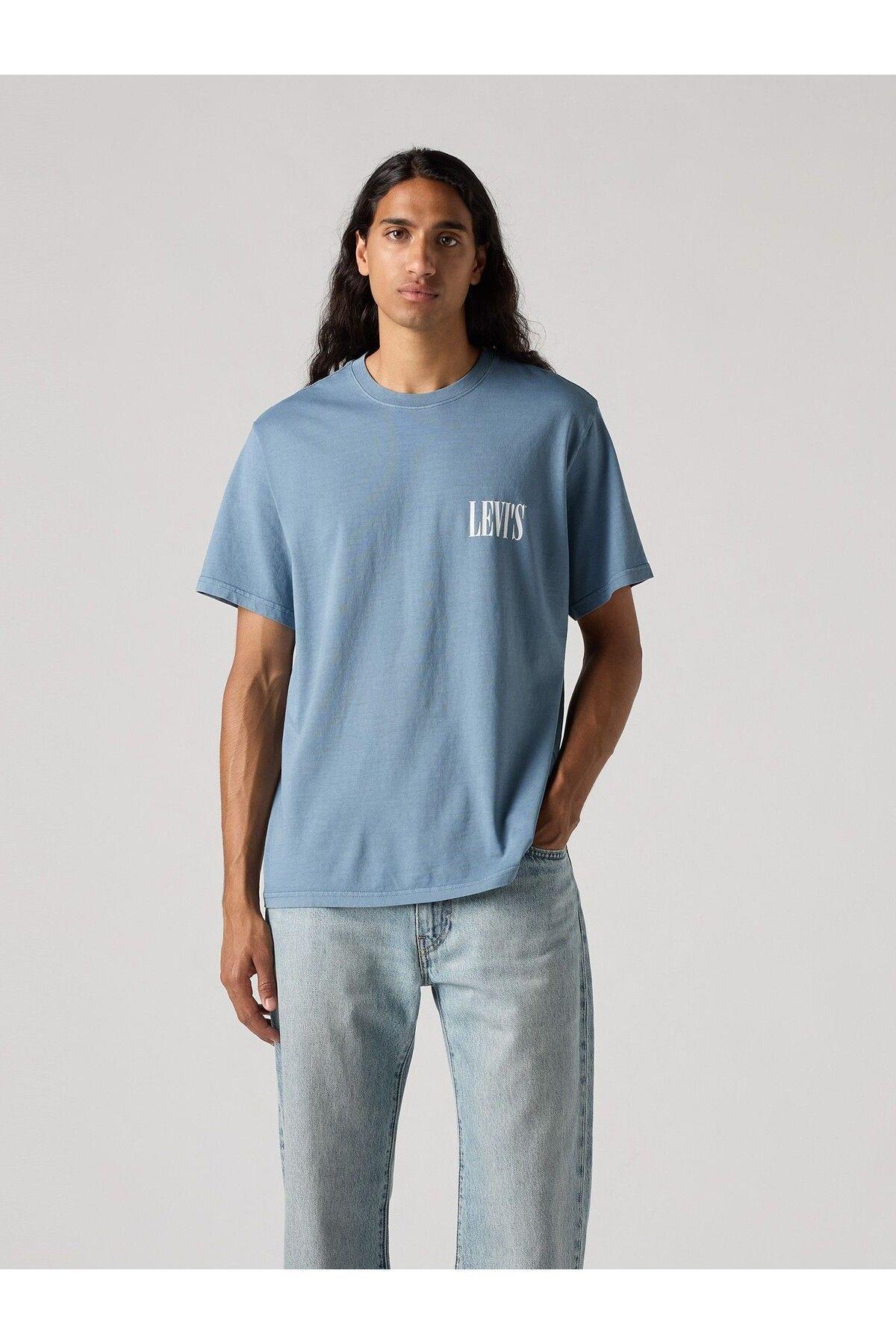 Levi's ERKEK RELAXED FIT SERIF LOGO MAVİ T-SHİRT - 16143-1917 - Levi's - 16143-1917