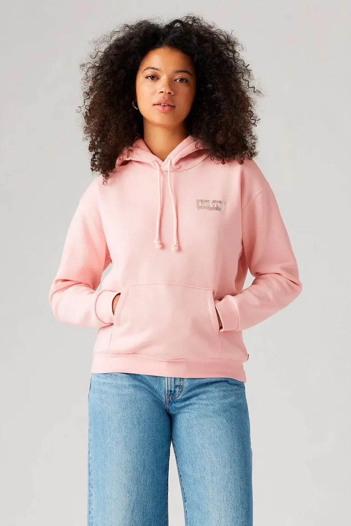 Levi's Günlük Kapşonlu Mercan Pembesi Kadın Sweatshirt - 001U6-0006 - Levi's - 001U6-0006