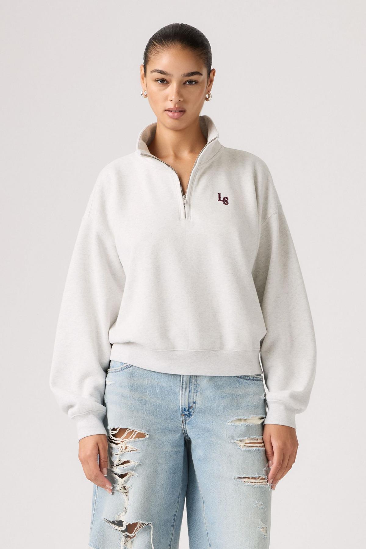 Levi's Kadın Dik Yaka Fermuarlı Gri Sweatshirt - 005GS-0001  - Levi's - 005GS-0001