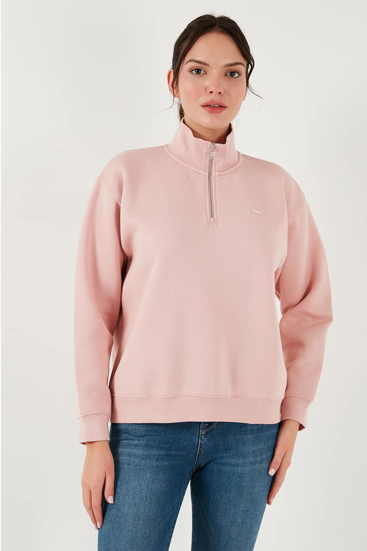 Levi's Kadın Everyday 1/4 Zip Dik Yaka Yarım Fermuar Sweatshirt - 001U4-0001 - Levi's - 001U4-0001